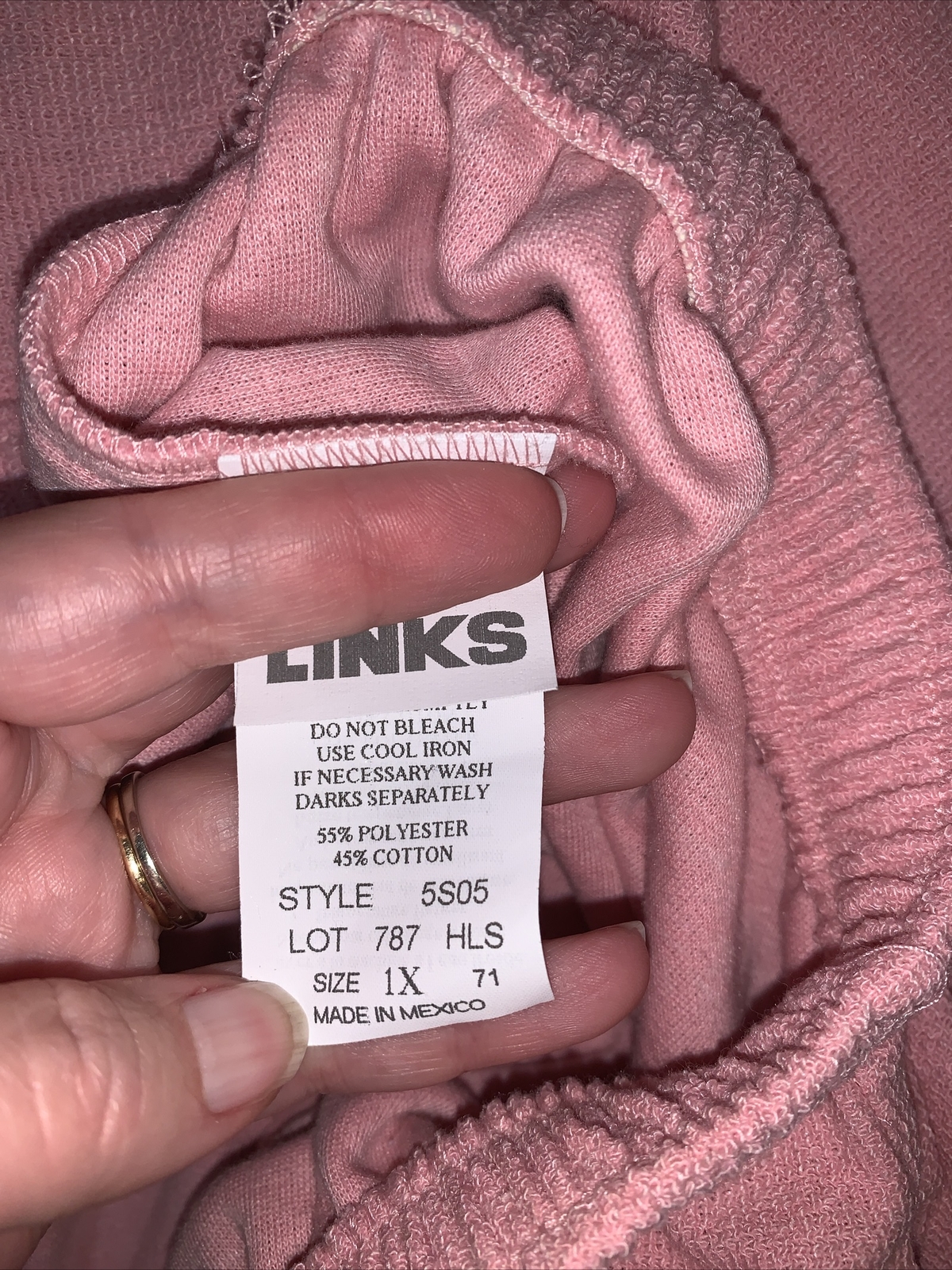 Vintage Links 2 Pc SET Pink Short Sleeve Button Down Top Seashell Pattern Pants