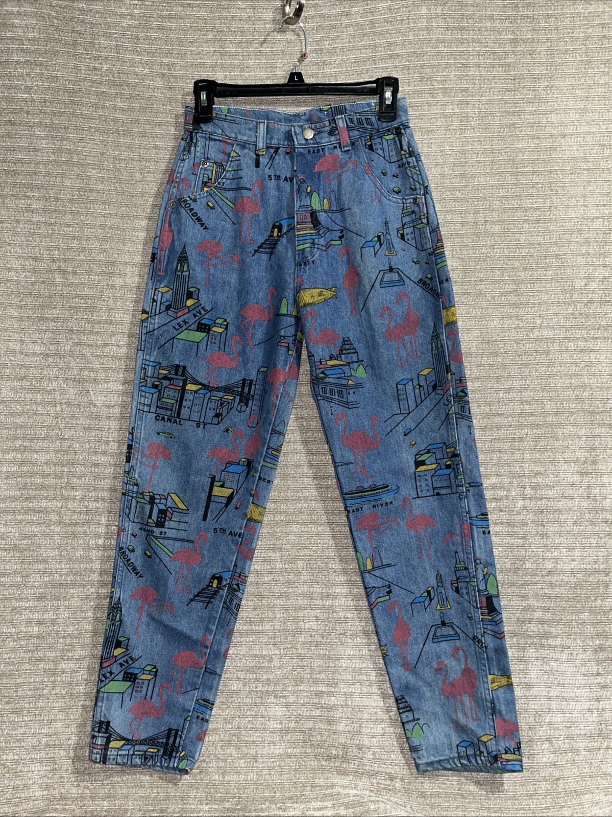 Vintage 80s Wrangler Painted New York Print High Rise Denim Jeans Women’s 26 New