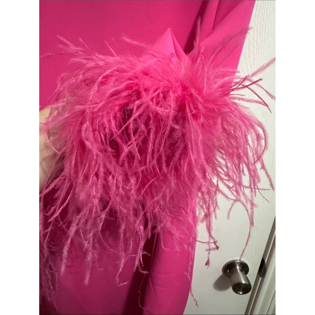 Tuckernuck Hot Pink Feather Sleeve Cocktail Shift Party Dress Mod Ellie XL Retro