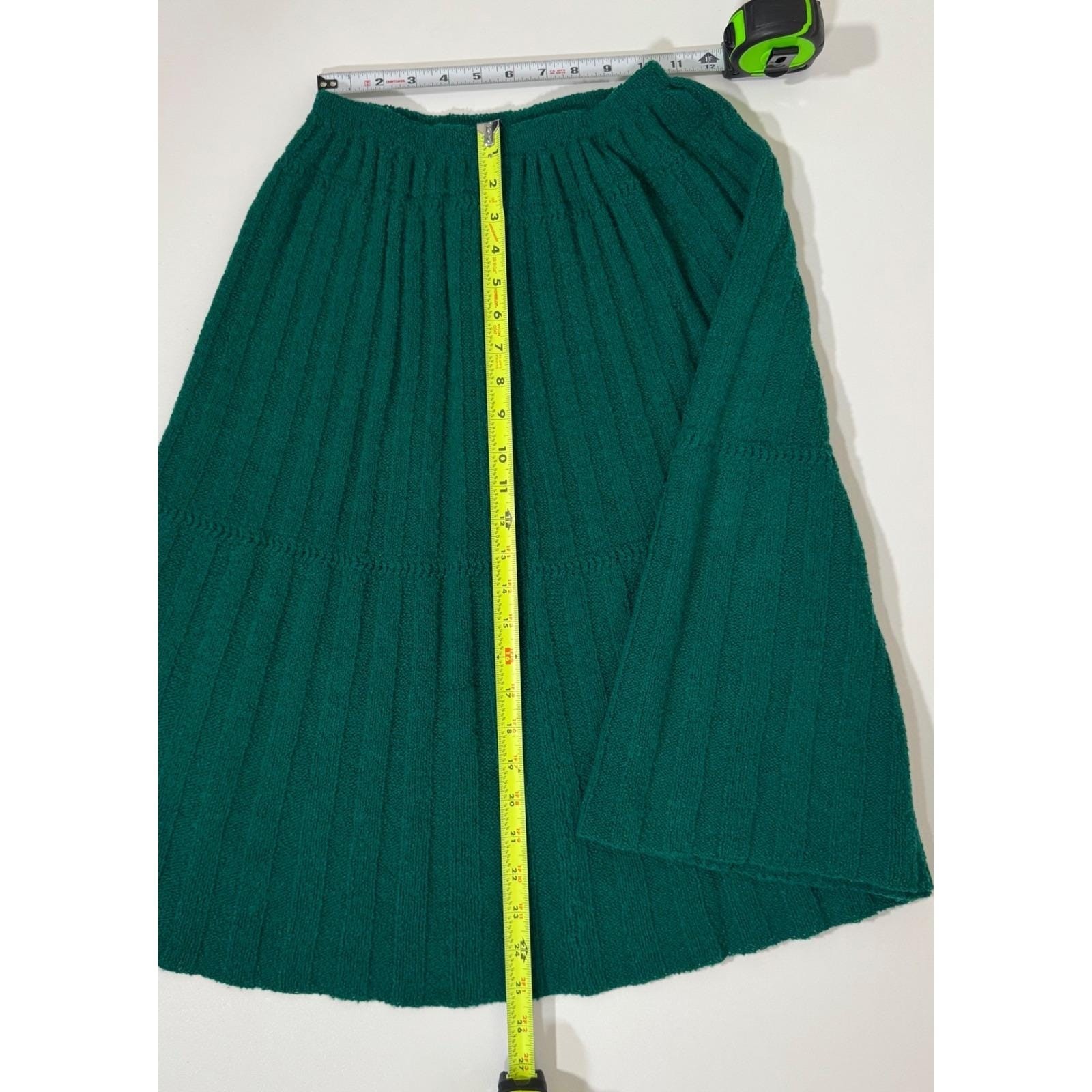 Vtg Lass O Scotland 100% Wool 2 Piece Skirt Set Emerald Green Rhinestone Small