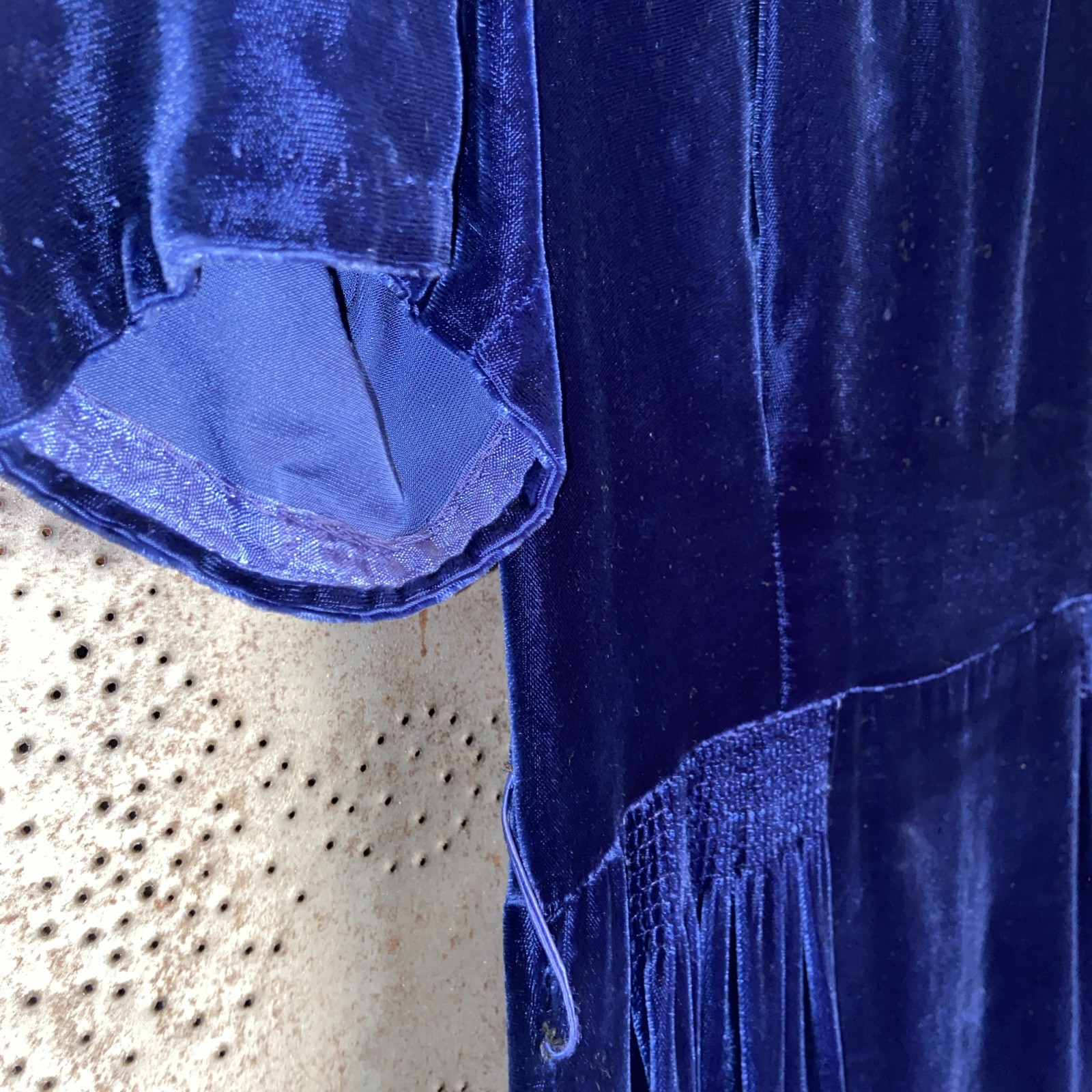 Vintage Fleurette Fashions Dress Velvet Blue Sequins 1930’s? Small?