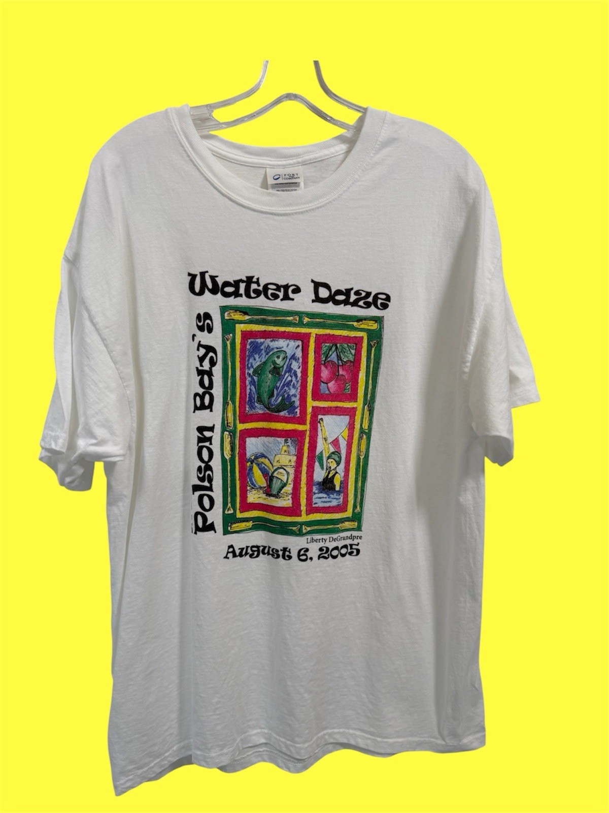 Vtg Y2K Polson Bay Water Daze Flathead Lake Montana Graphic Tee T-Shirt L Large