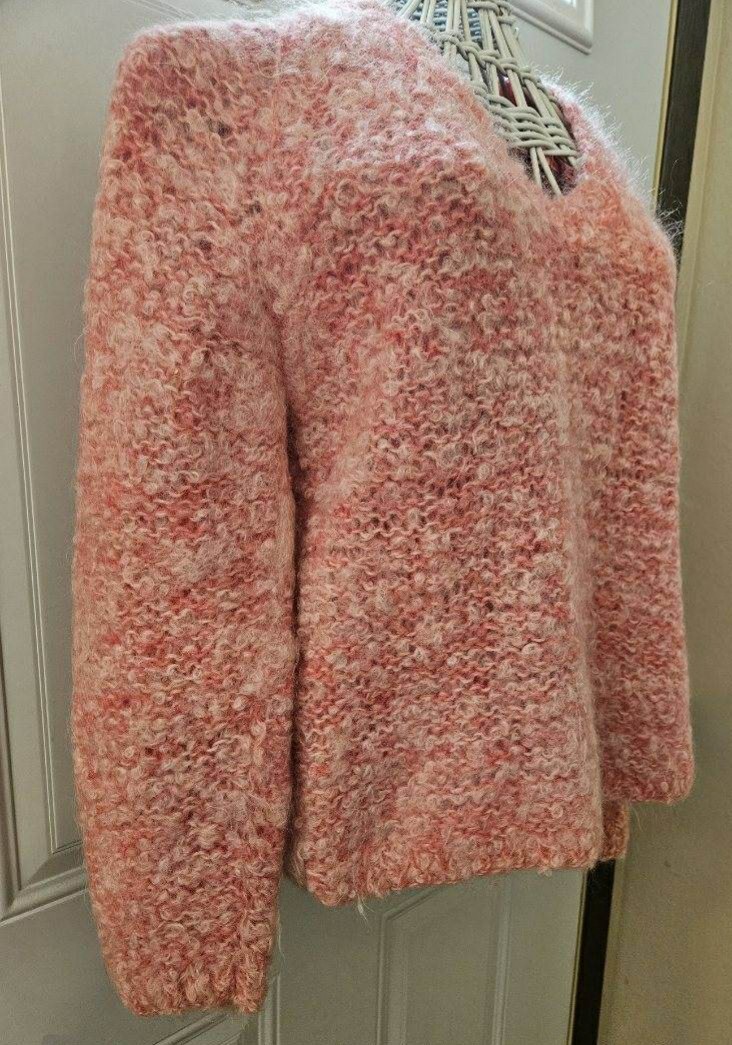 Women’s Vintage Chunky Wool Sweater PINK Size M Hand Knit ITALY