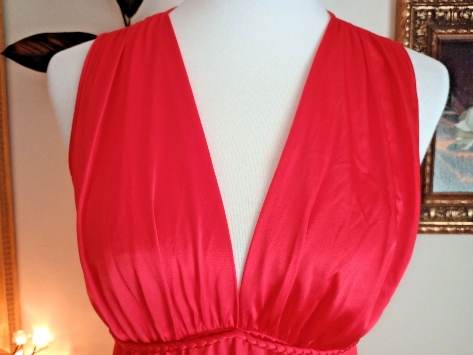VTG Vanity Fair LONG GRECIAN Style NIGHTGOWN w/Braided Tieback Goddess