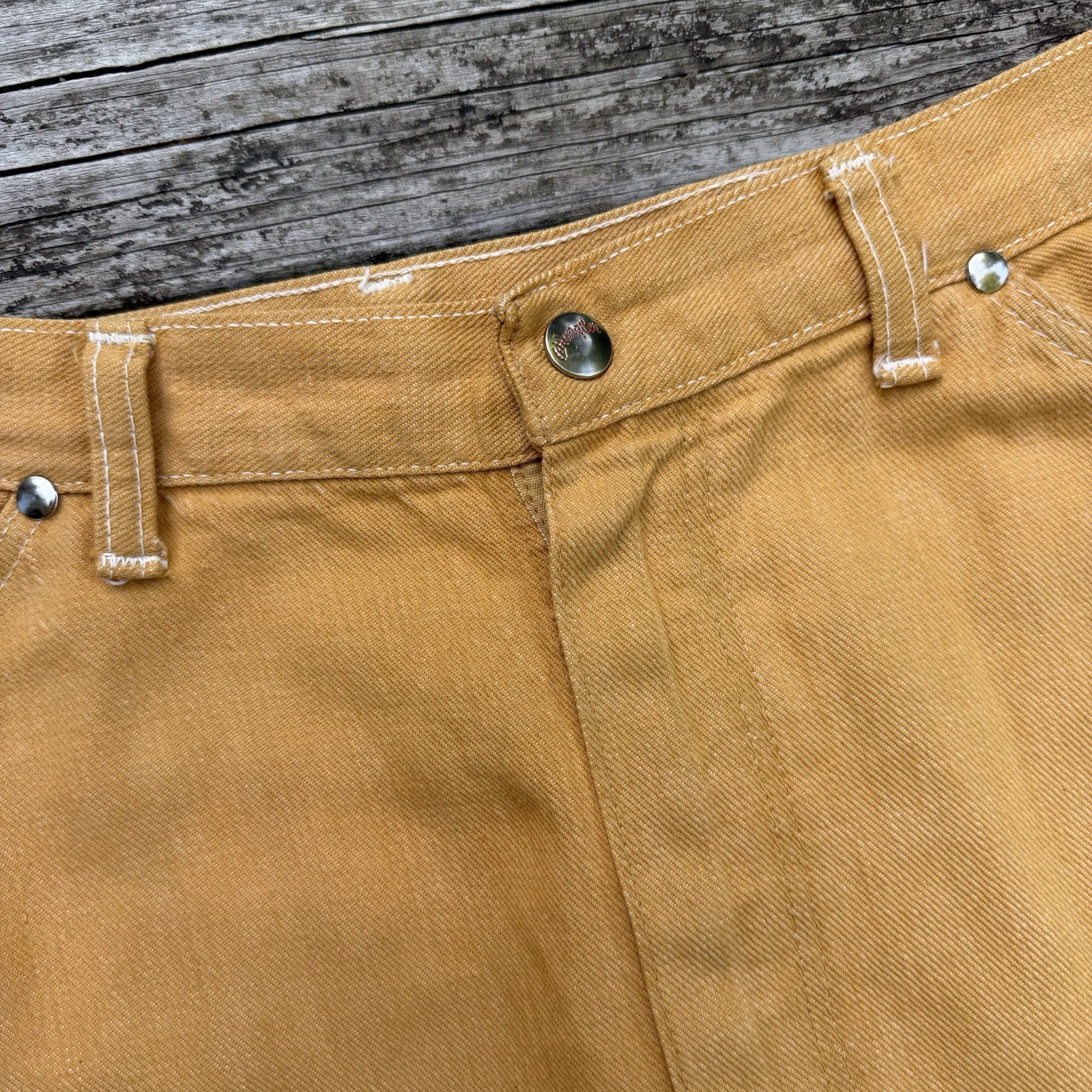 Vintage Misses Wrangler Sanforized Denim Jeans 60s 70s Mustard Yellow Workwear