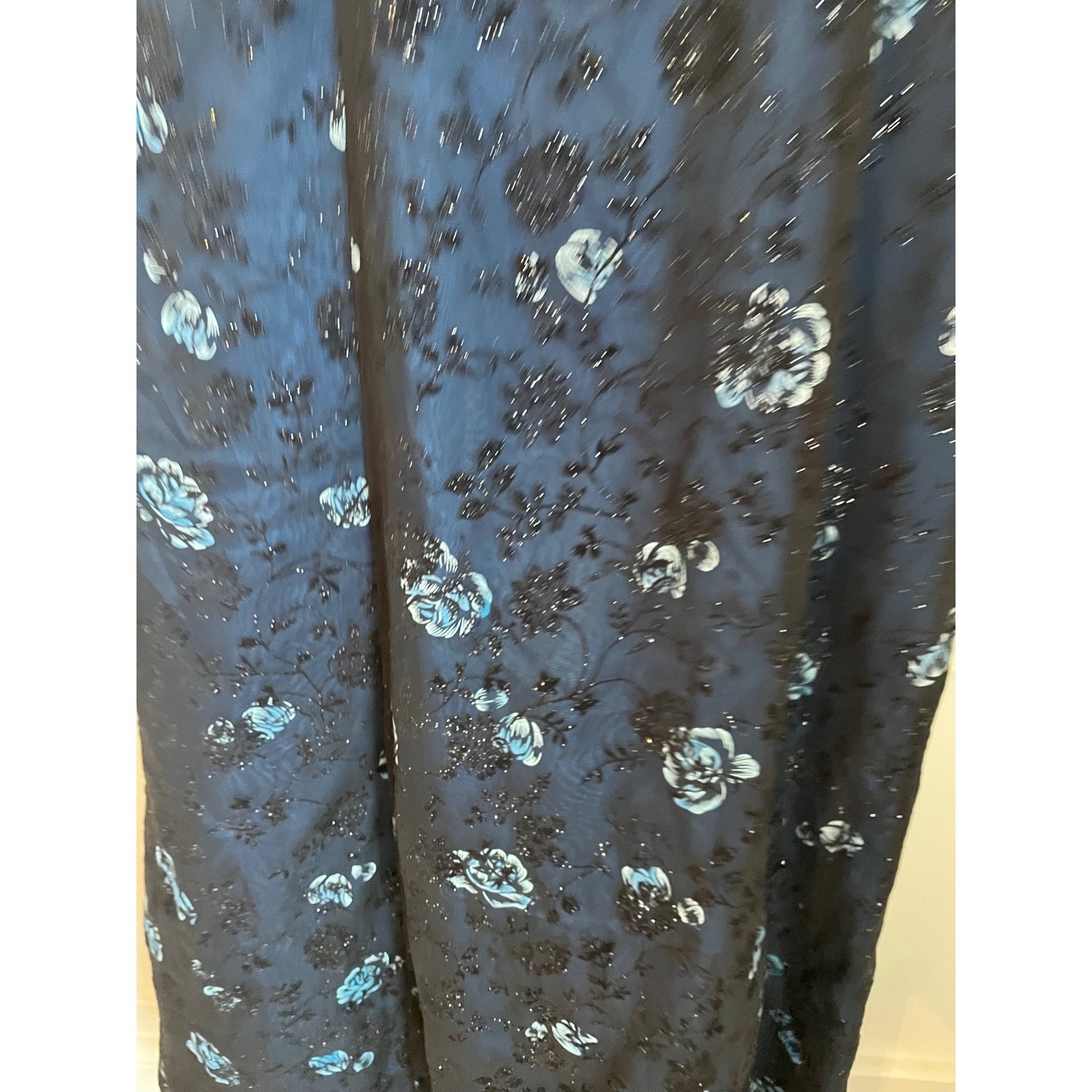 Vtg 90s Morgan & Co Sz 2/4 Velvet Burnout Midnight Blue Black Dress Whimsigoth
