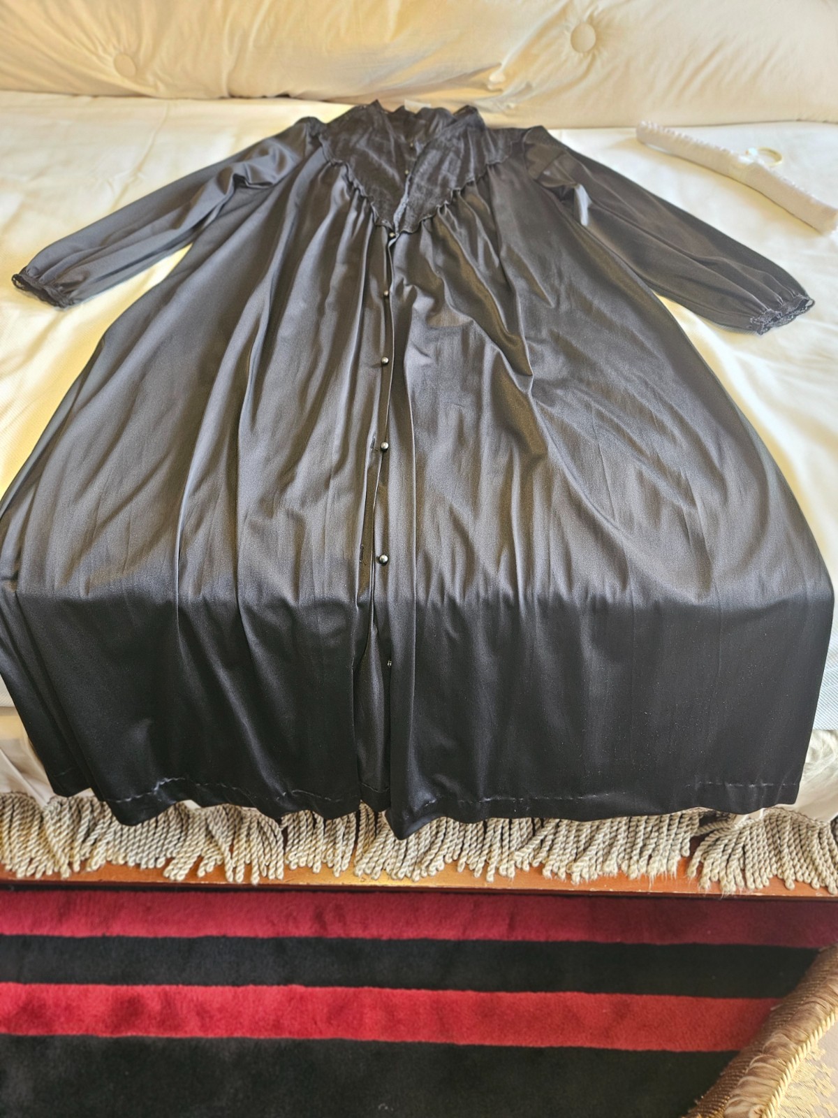 Vtg Jolie Two Women’s Sz LBlack Dressing Sleep Night Gown Patio Robe