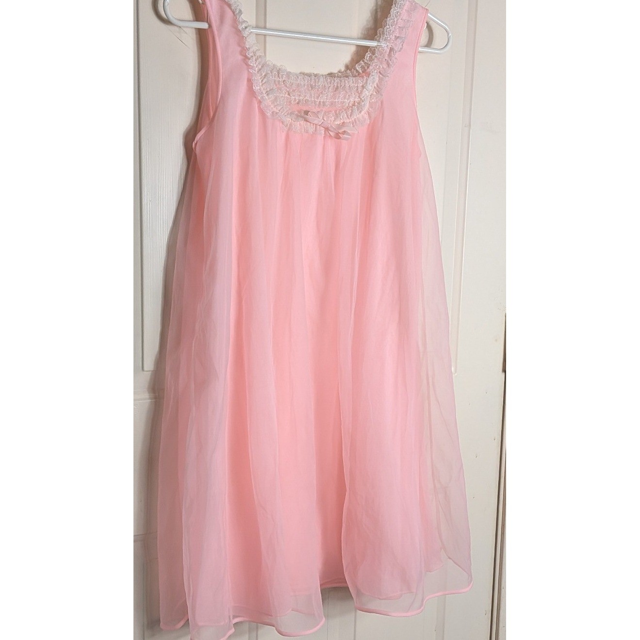 Vintage 60s Coquette Babydoll Bow Nightgown Small Pink Lorraine Lingerie Lolita