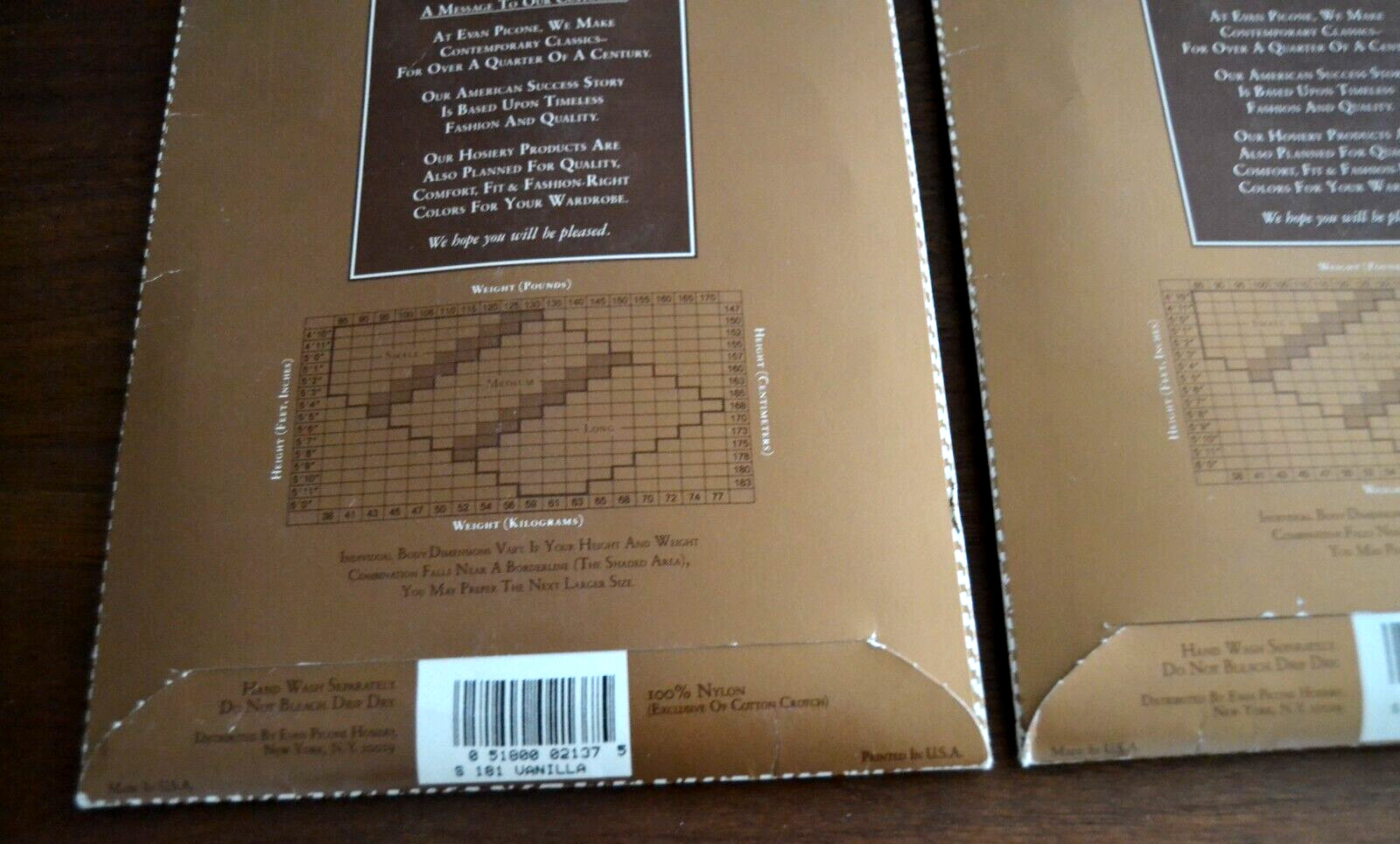 2 SMALL Vtg Evan-Picone Silkee Sheer Nylon Panty Hose Sandalfoot VANILLA & PUDDY