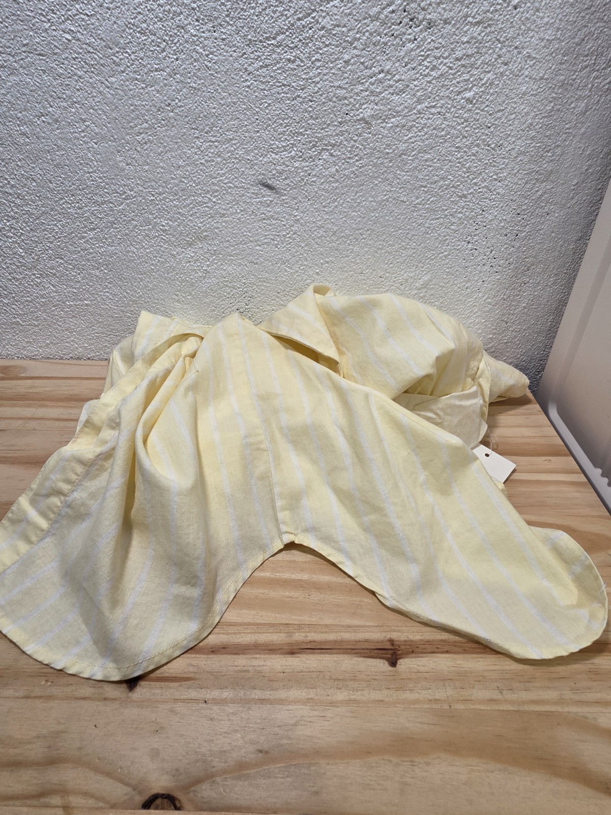 VTG 80s Ilio Striped Yellow White Button Up Shirt Roll Tab Sleeve Size S