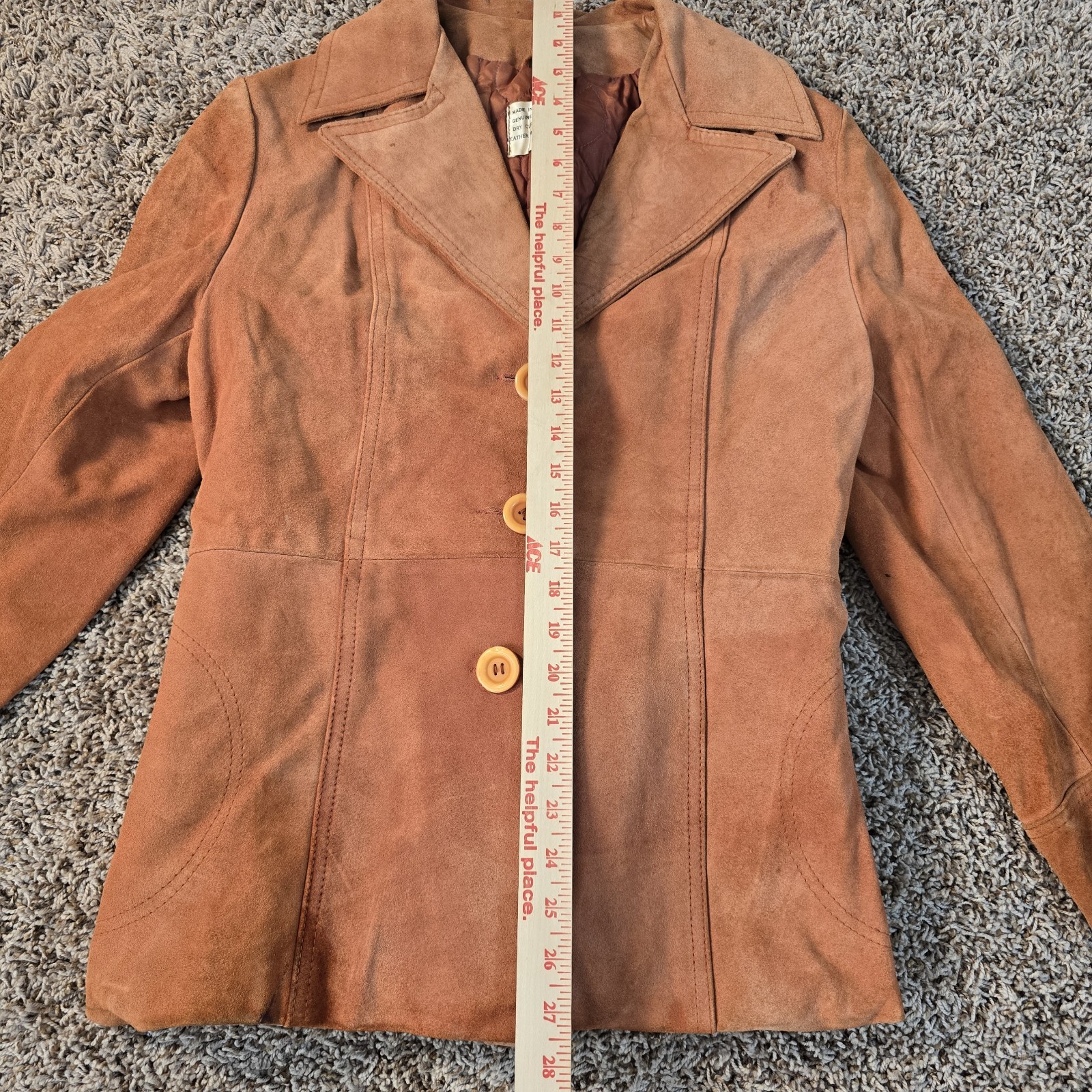 Vintage Suede Leather Jacket Women’s Size 13/14 Medium Uruguay Cowhide Belted