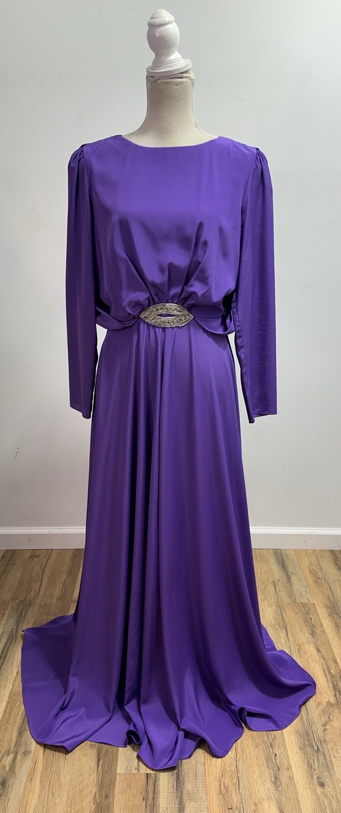 Vintage Lilli Diamond California 1970s Long Purple Dress Size 12 Maxi