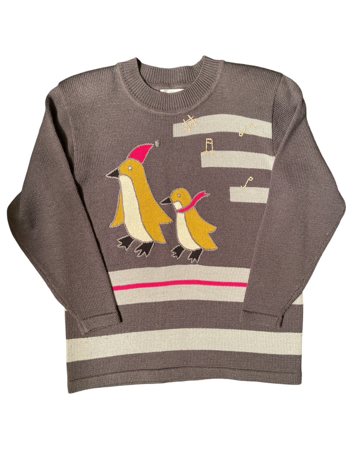 Vintage Kaguo Japan Wool Angora Sweater Penguins Winter Novelty Knit 80s 90s