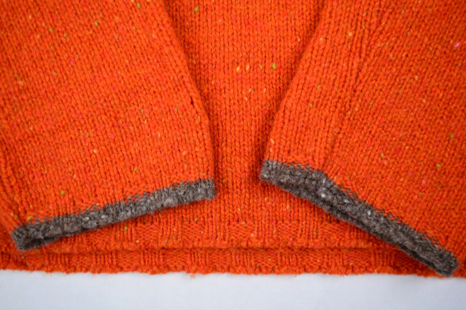 Vintage Sweater Size M 90s Eddie Bauer Orange Donegal Wool Mid Stripe Crew Neck