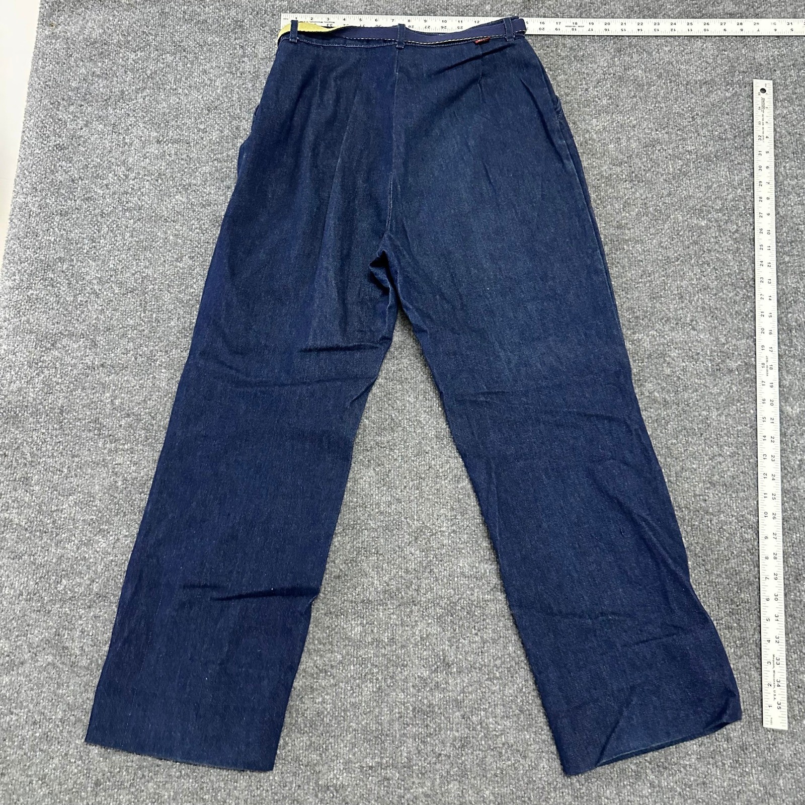 Vintage Denim Pants Womens Size 14 Blue High Waisted Pleated Belted