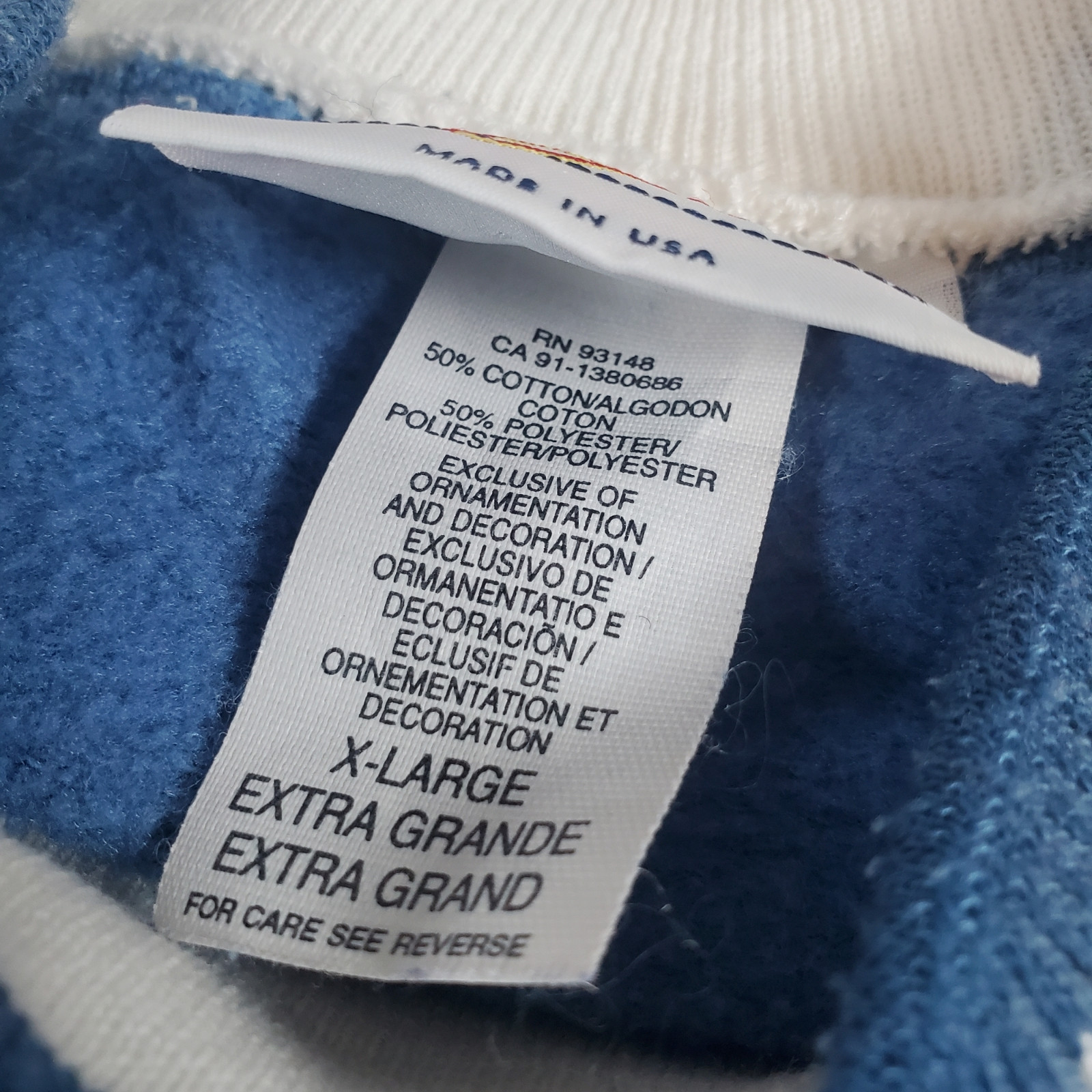 VTG Puppy Cat Rain Sweatshirt XL Morning Sun Periwinkle Blue Grandma Cottagecore