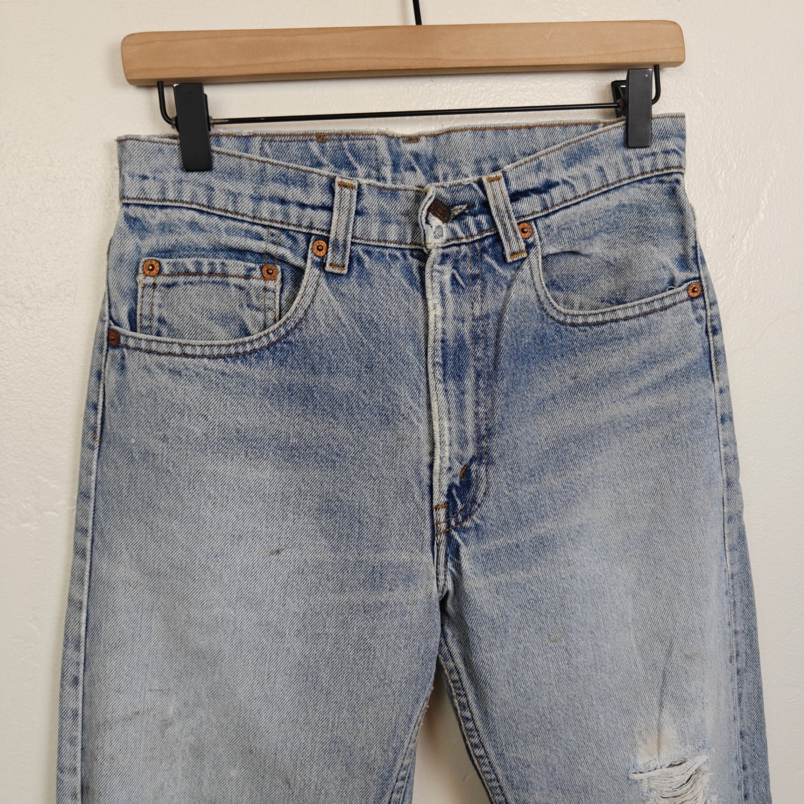 Vintage 90s Levi’s 505 Jeans Womens 26 Light Wash Distressed Grunge Aesthetic