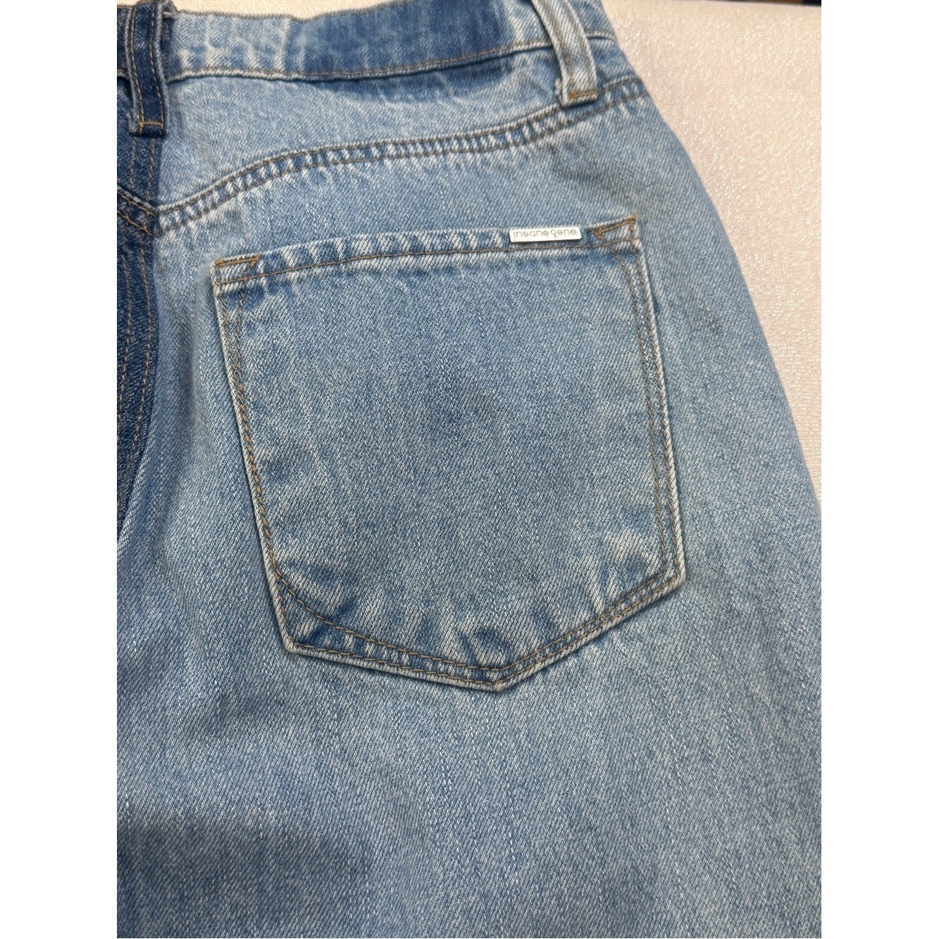Insane Gene Two-Tone Denim Wide Leg Jeans – Blue Womens Size 26 / 5 90s Y2K