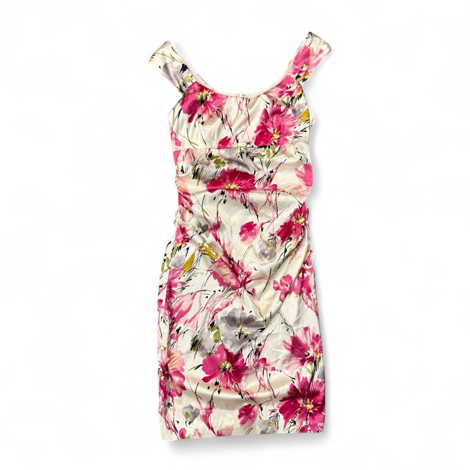 Y2k whimsical fairy elegant pink & white floral cocktail dress womens sz 14