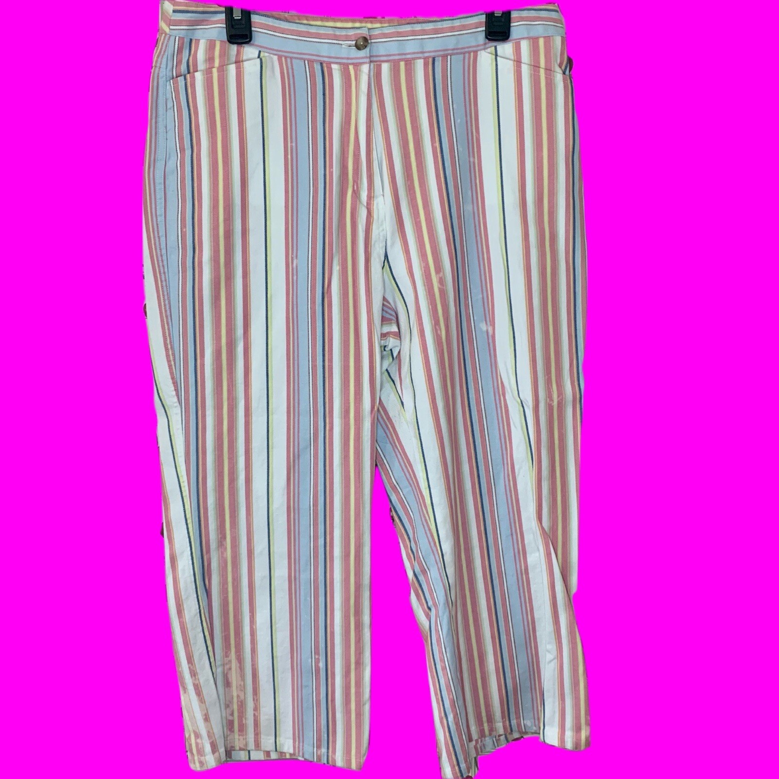Vintage Pastel Striped Jones Wear Sport Stretch Women’s Capri Pants
