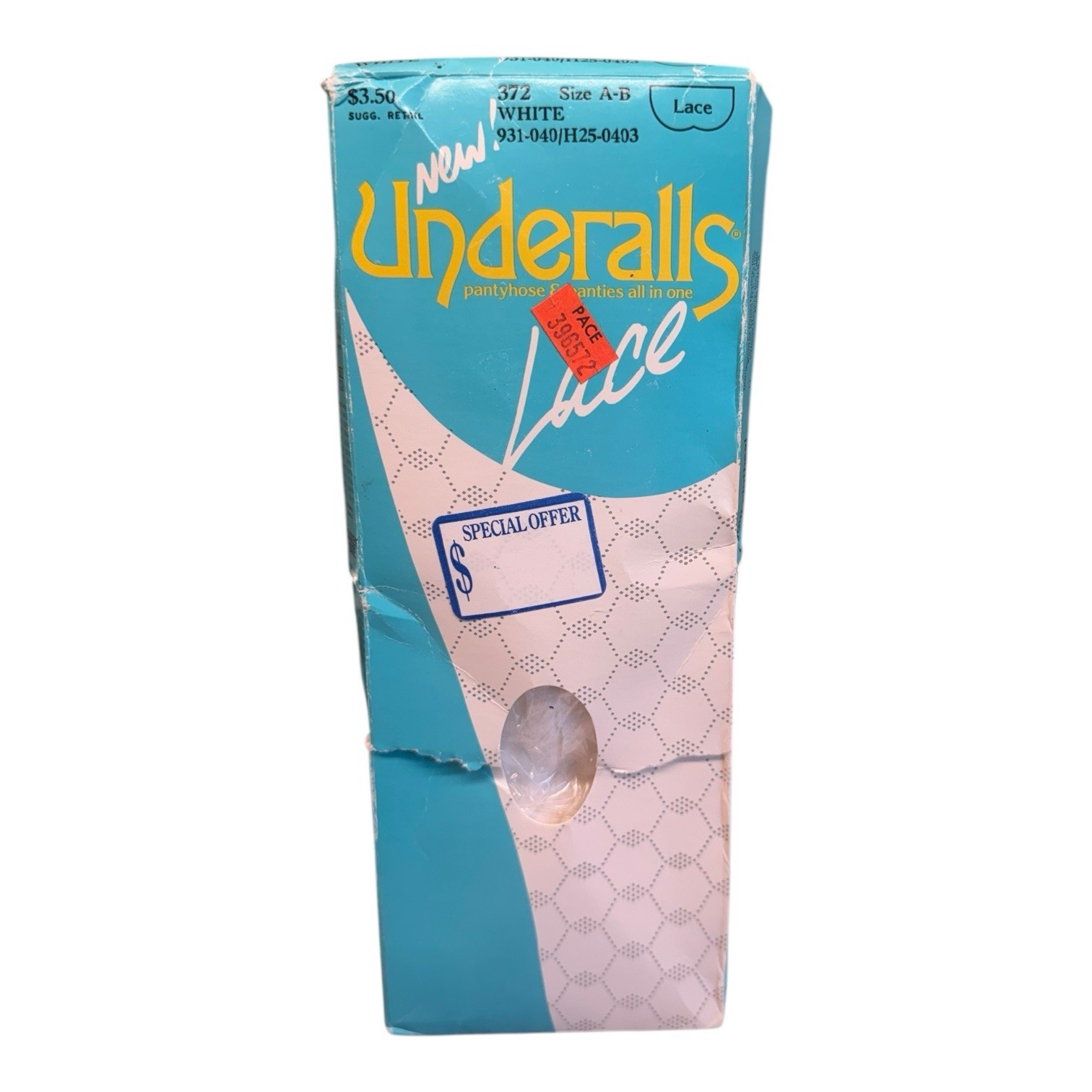 Vintage Underalls Lace Pantyhose & Panties All In One White A-B