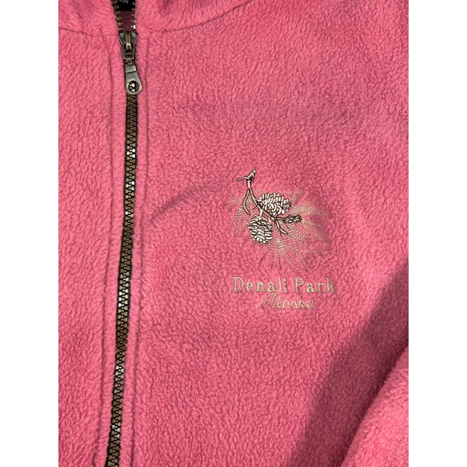 Tipsy Denali Park Alaska Fleece Jacket Womens Medium Pink Full Zip Pinecone