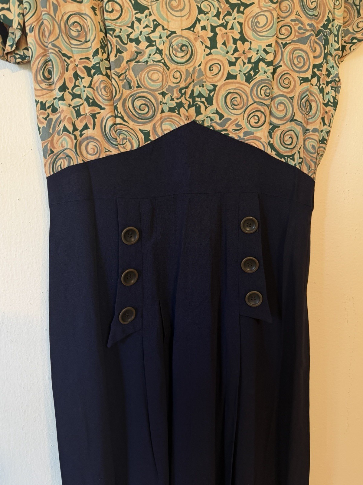 Vintage Navy 2 Piece Dress Jacket Set Matching Suit Midi Dress Secretary 80s Era
