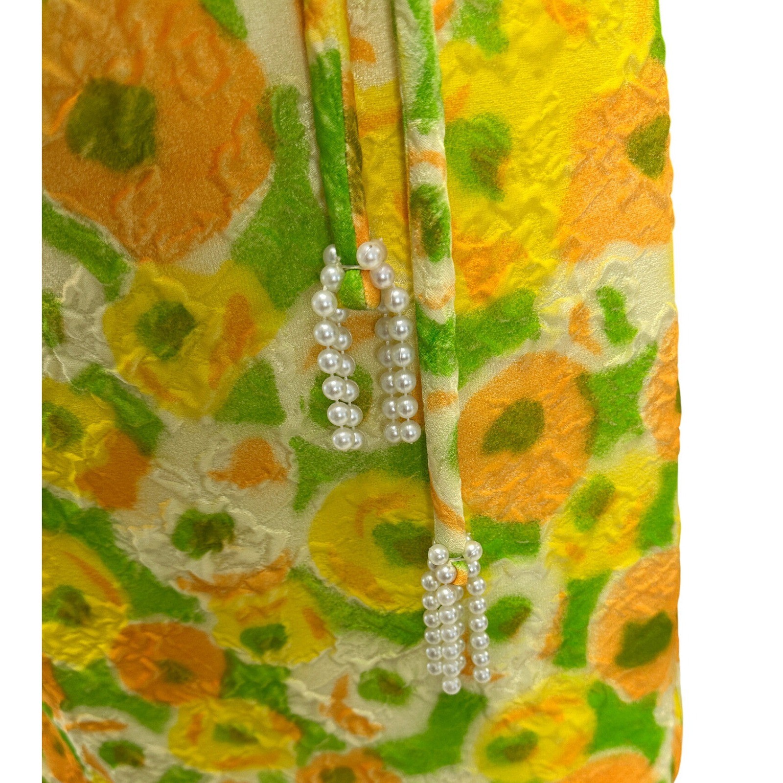 Vintage 60s Sleeveless Mod Floral Shift Dress A Line Quilted High Neck NOS JS
