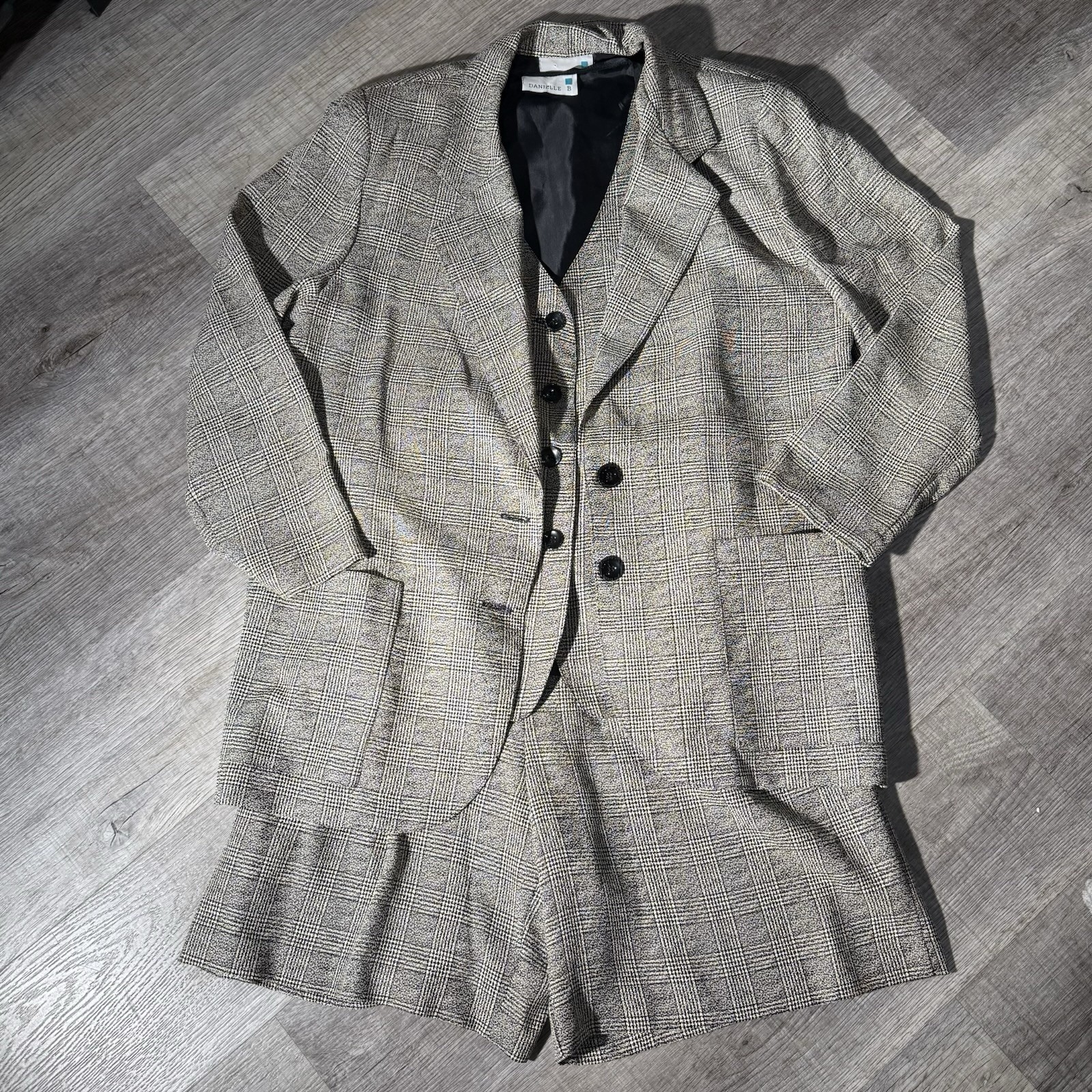 Ivy League Preppy Vintage 90s Tweed Plaid Vest And Short Set Pretty Woman M