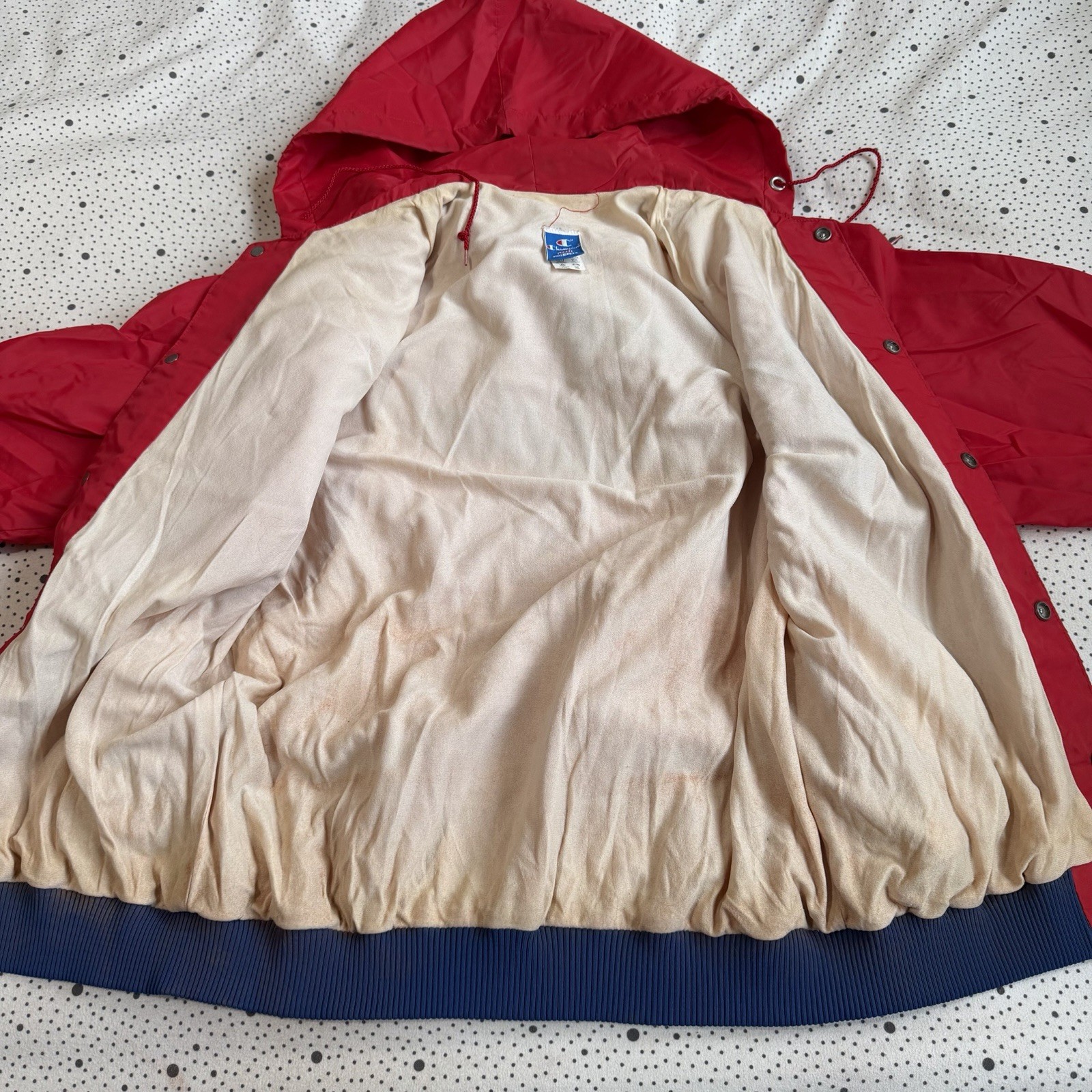 Vintage 1980s Champion Jacket Women’s L Red Lady Wildkats Coach Nylon Snap Front