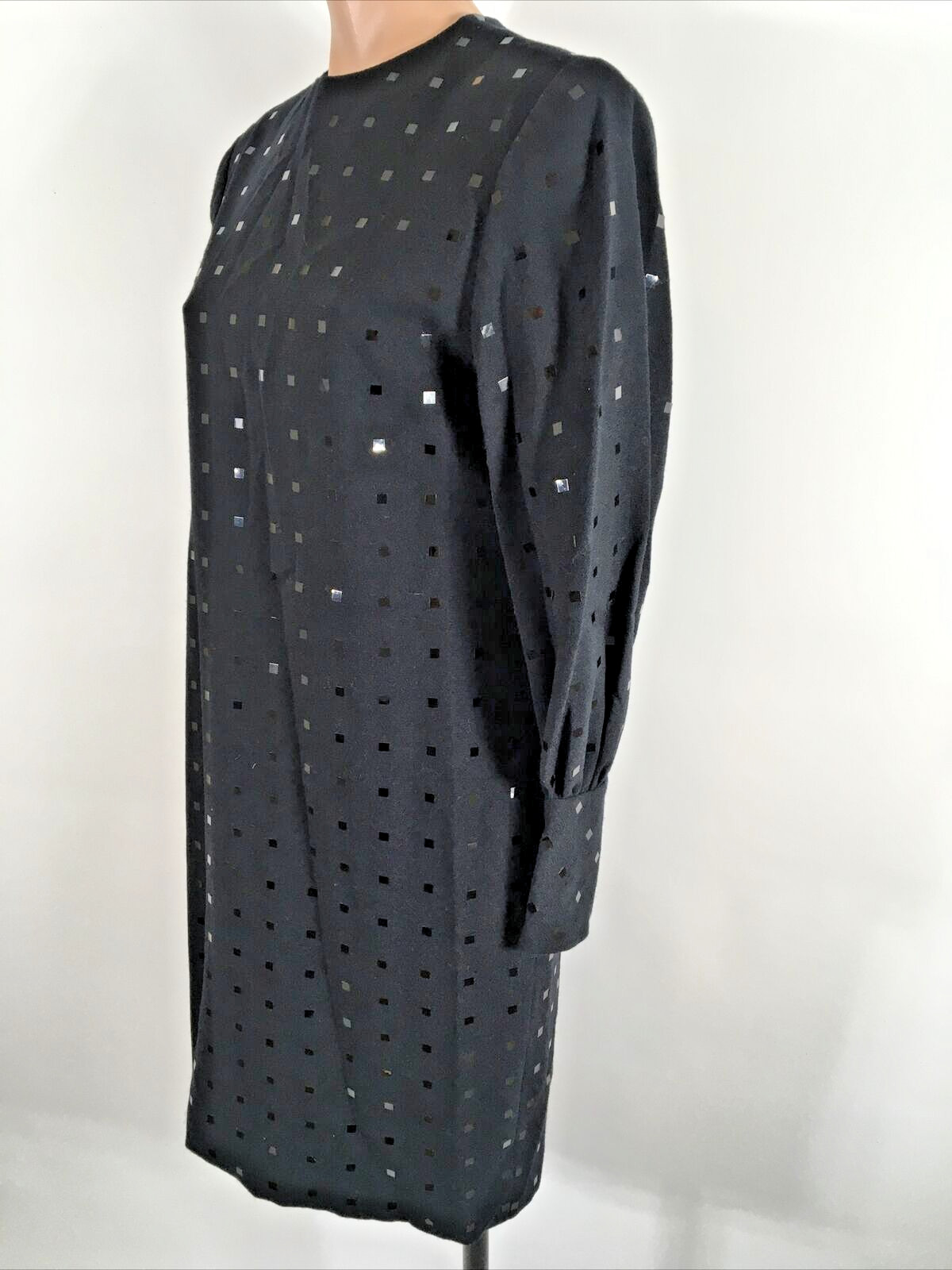 Stanley Platos Square Sequin Long Sleeve Martin Ross black Cocktail Dress LBD 8