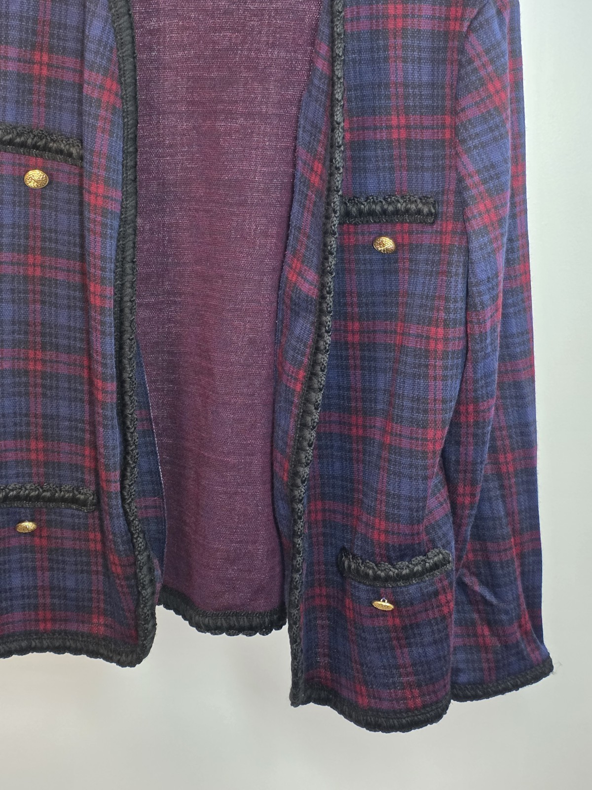 VTG 70s Cape Cod Red/Blue Plaid Blazer Gold ACCENTS Large