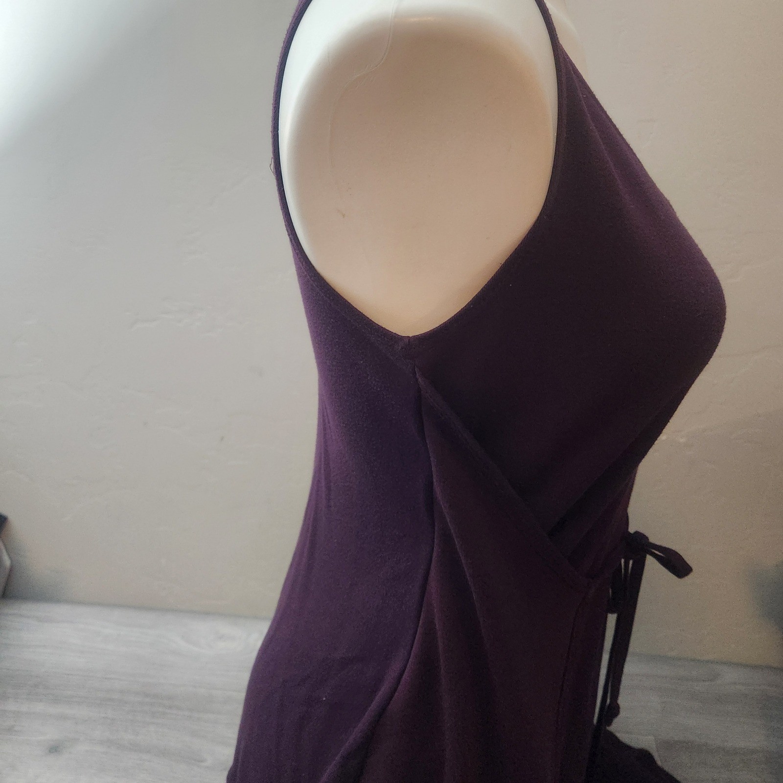 Vintage Karen Alexander Purple Midi Dress Size M Empire Waist Front Tie A-Line