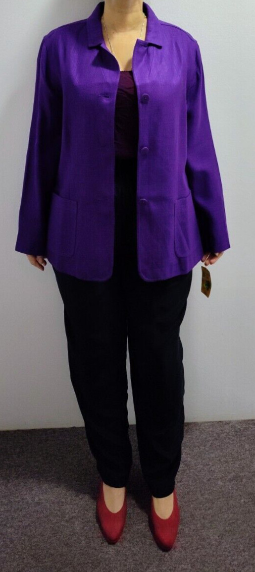 VTG 90’s Nordstrom Essential Elements Women Purple Rayon 3 Button Blazer : XL