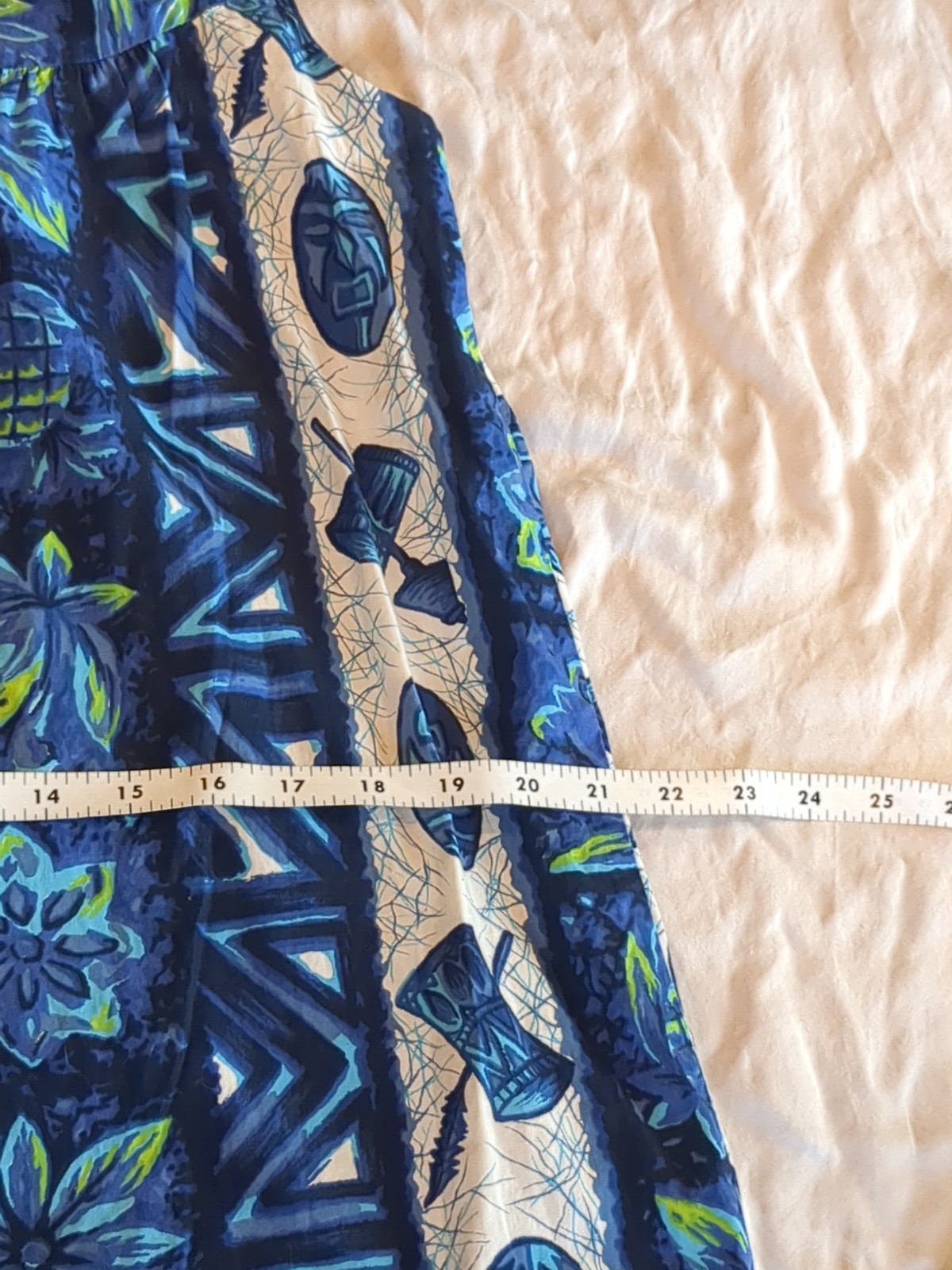 Vtg 60s Ui-Maikai Tribal Drum Floral Sleeveless Dress Made In Hawaii Sz Small