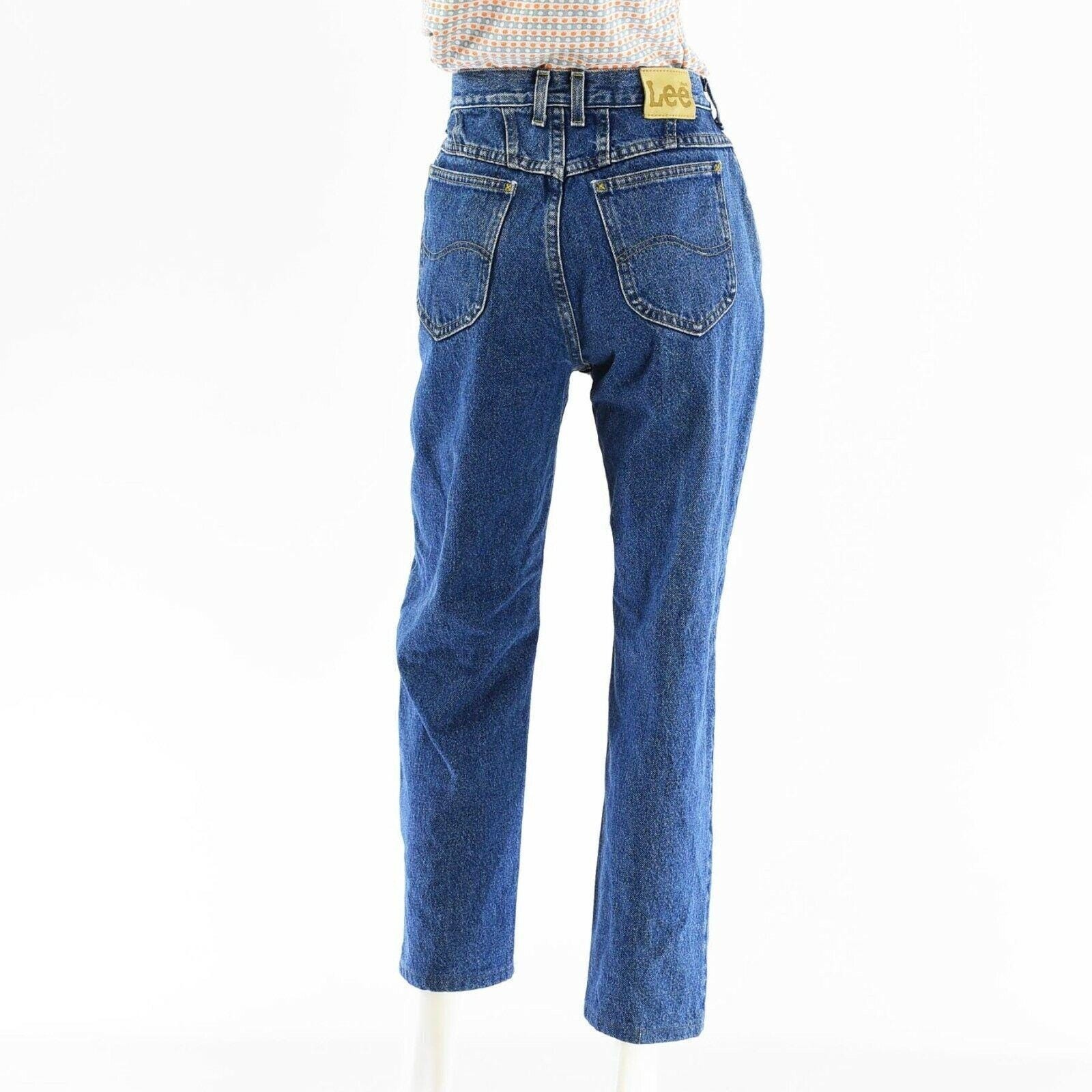 80s Vintage Lee Acid Wash High Waist Yoked Tapered Leg Jeans Womens 14 Mom Jeans