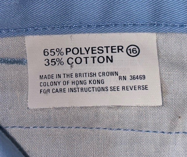 Vintage 80s Hunters Glen Pants Pleated Sz 16 Light Blue Snap Belt Hong Kong