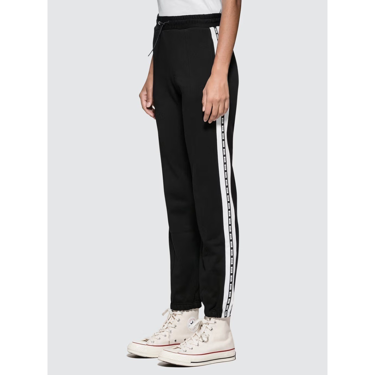 MSGM Side Logo Tape Jogger Sweatpants Womens Size S Black Track Pants Casual