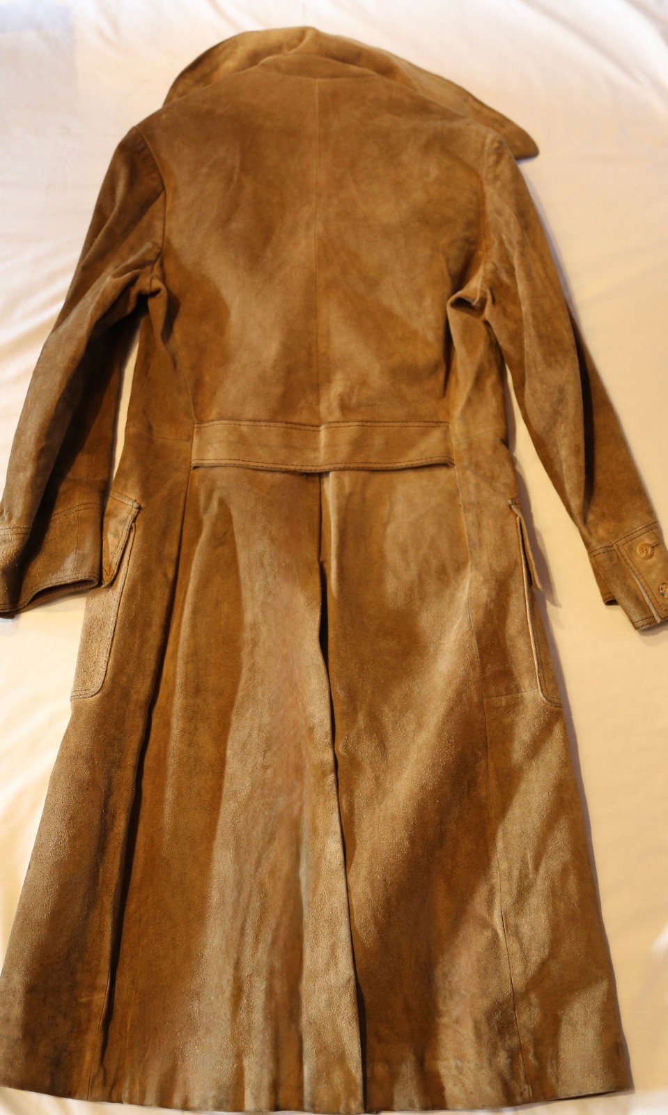 Vintage 1969 Suede Coat Mens Mid Century Mod Style with Rayon Fur