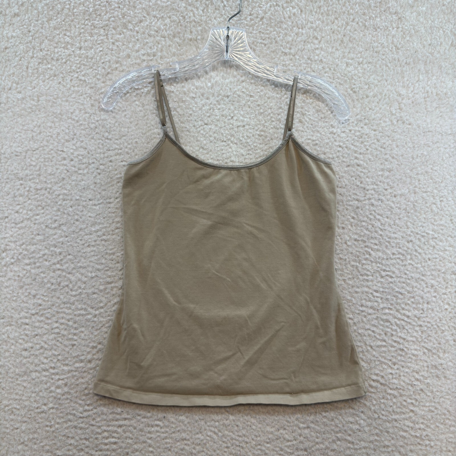 Y2K Vintage Camisole Tank Top Large Tan Beige Basic Stretch Boho Fairy Grunge
