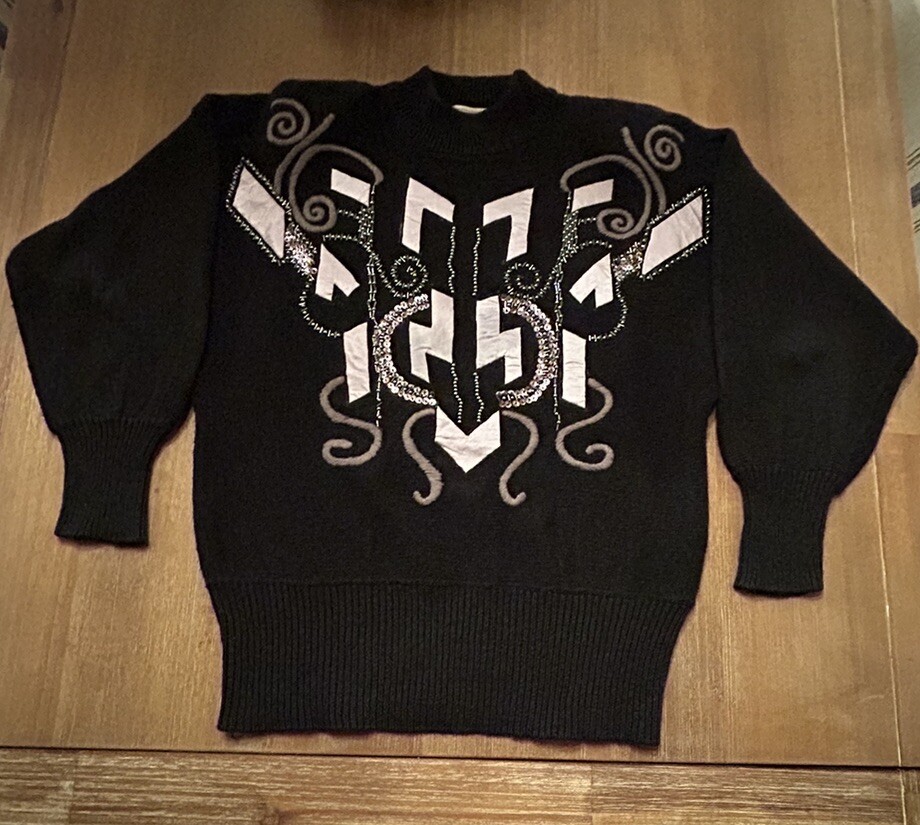 Vintage 1980’s Sweater Bee of Banff Beaded and Sequined Sweater Holiday/New Year