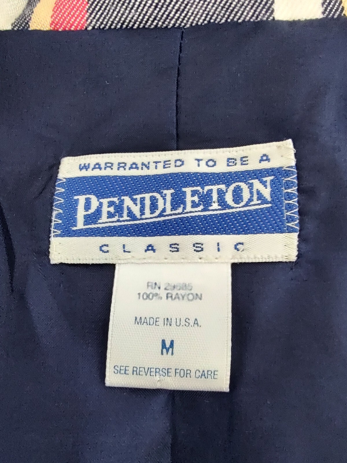 Vtg 90’s Pendleton Jacket Blazer Plaid Womens Med Blue Red Career Working Girl