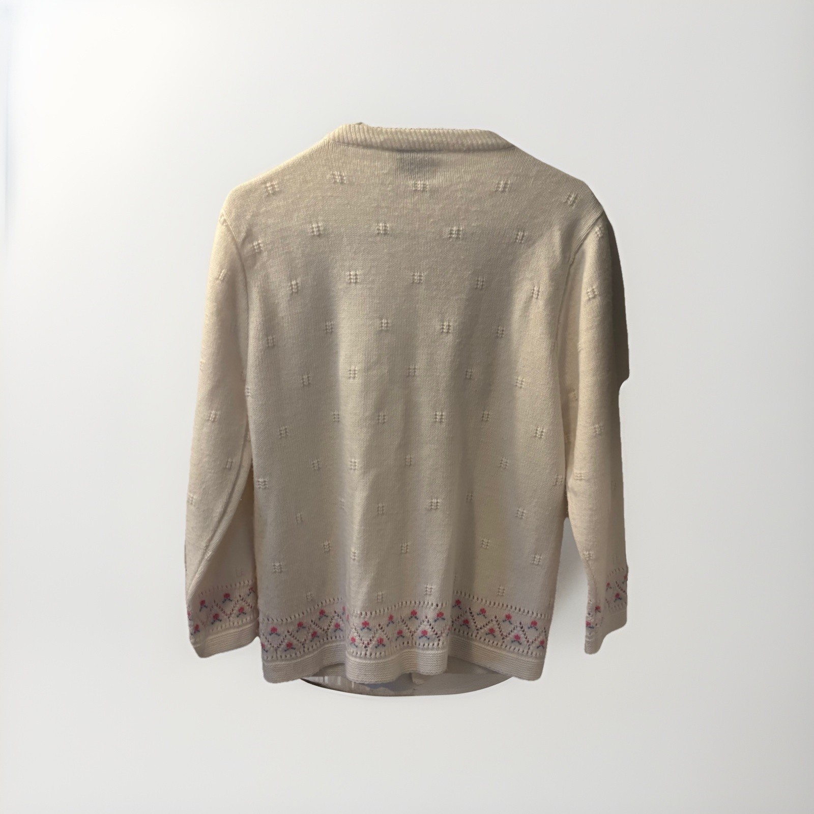 Vintage 70s BILLIE JO WHITE FLOWERED WOMEN’S CARDIGAN SWEATER Grandma Core Sz M