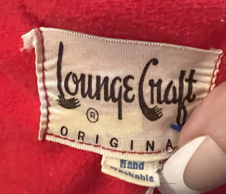VTG LOUNGE CRAFT 60s Red Hostess Pajamas Loungewear Buckle Gold Embroidery S