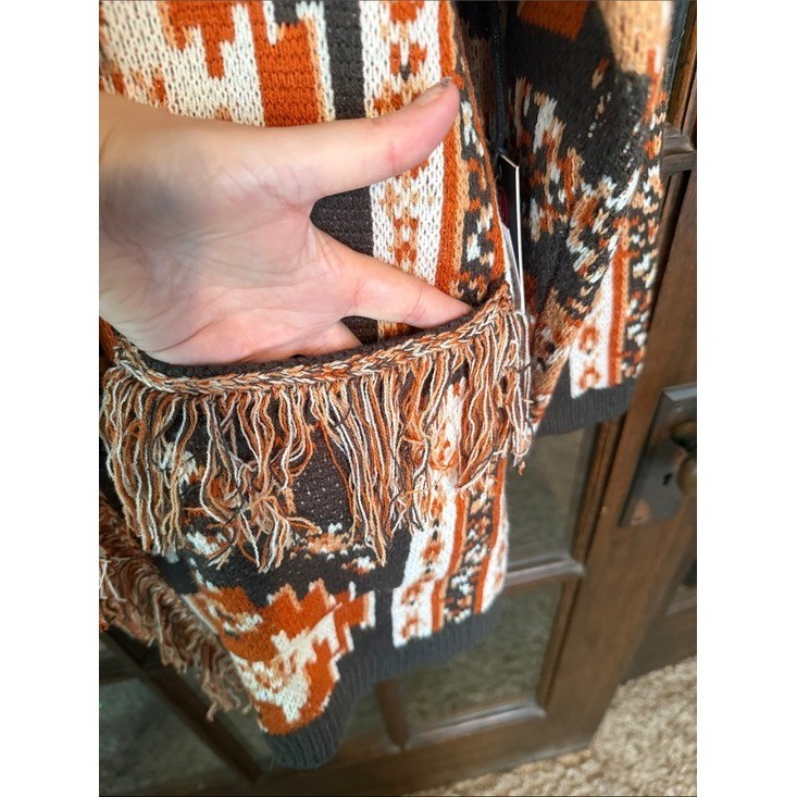 Rock and Roll Denim Cardigan with Fringe XXL Black Rust Brown Boho Rodeo NWT