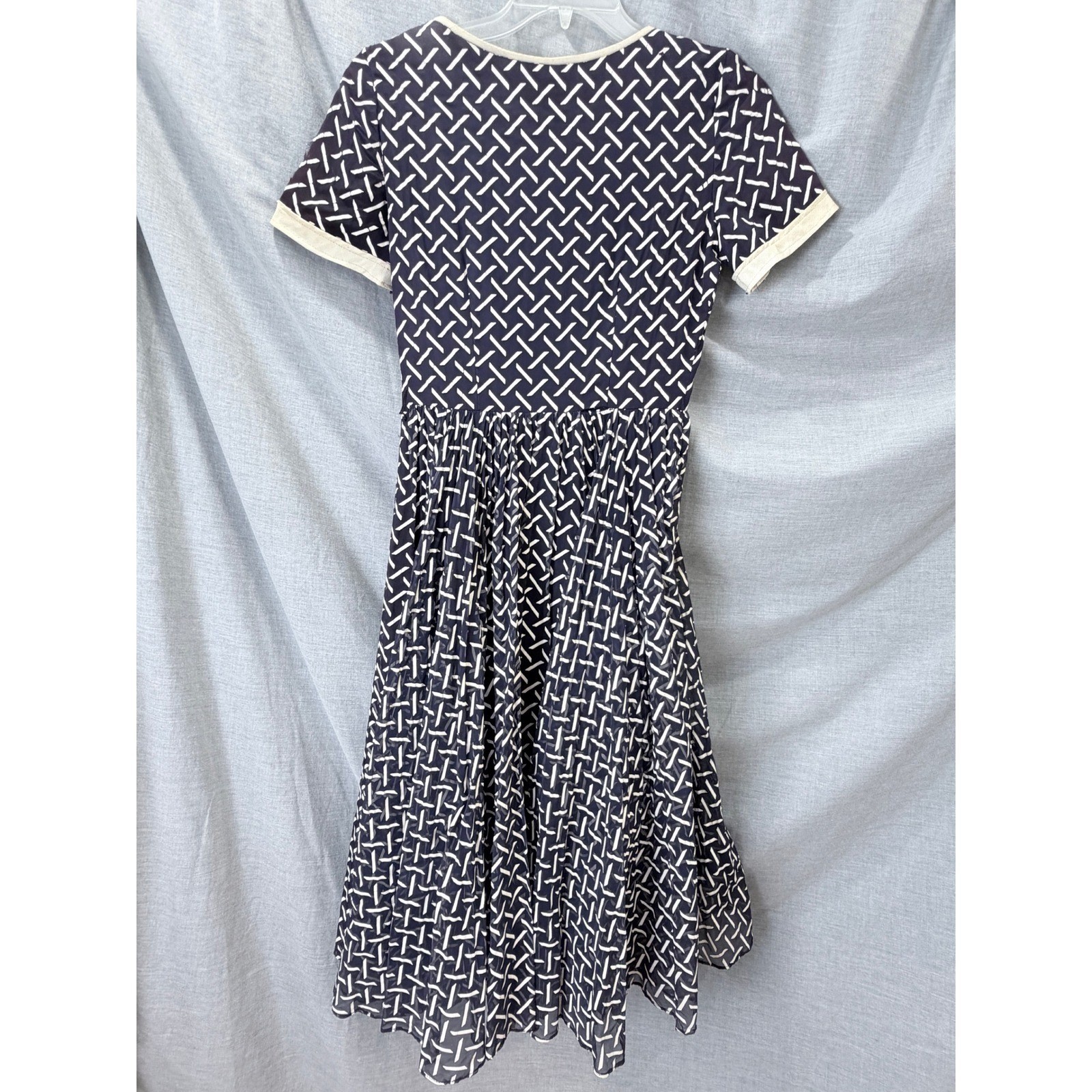 Vintage Marshall Field Young Chicago Shop Purple Geometric Fit Flare Dress AS IS