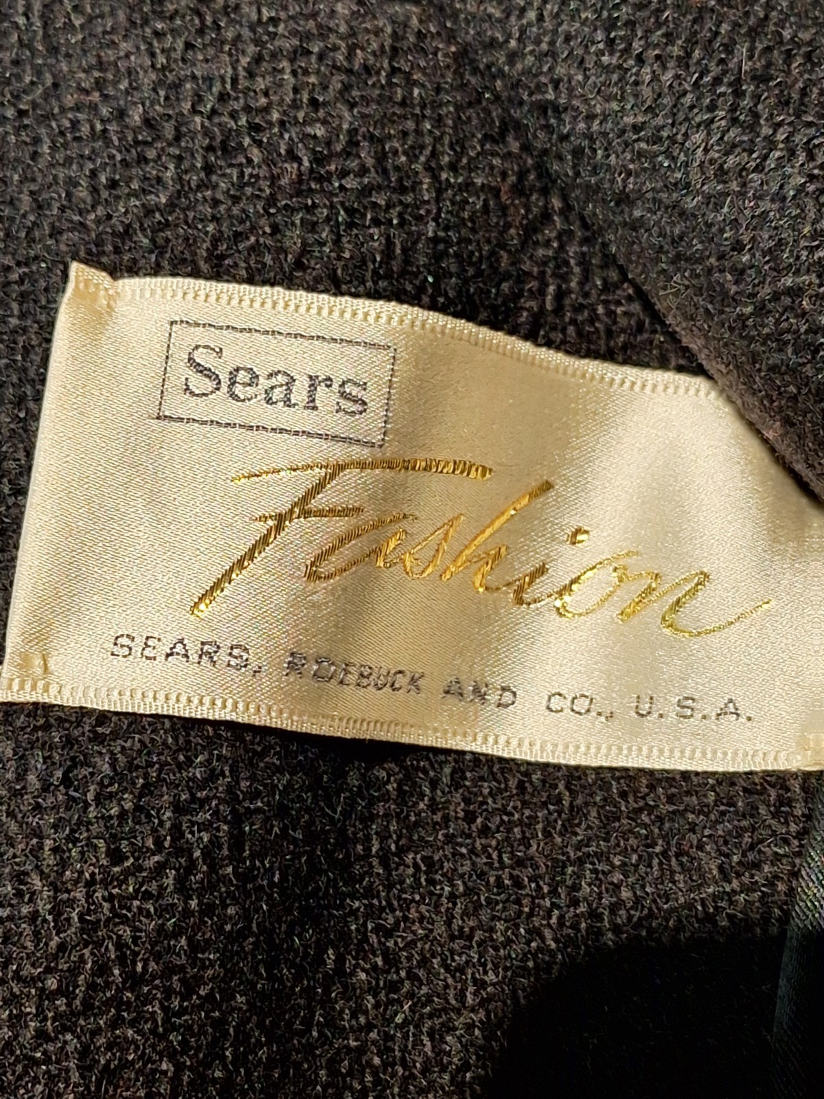 Vintage Sears Fashion Pea Coat With Fur Collar, Woman’s L, Black, Wool, Button
