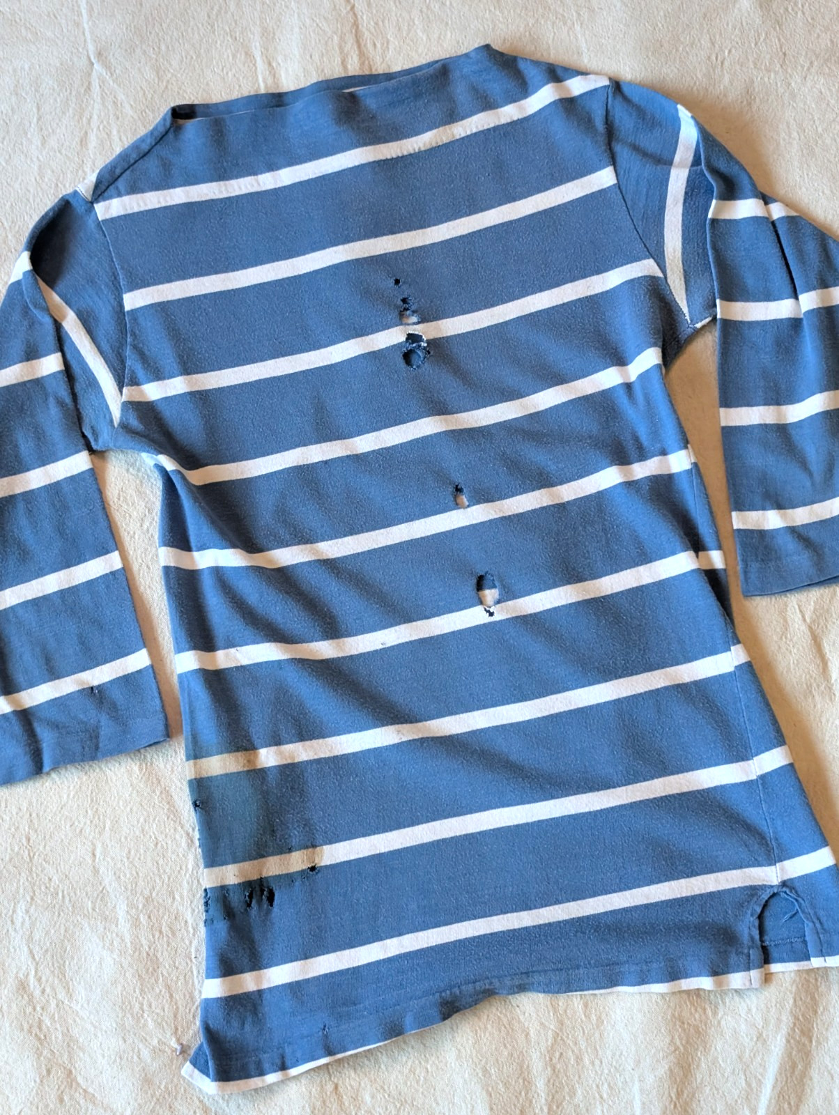 Wedgefield Vintage 50s Women’s All Cotton Thrashed Striped 1/2 Sleeve Tee Small