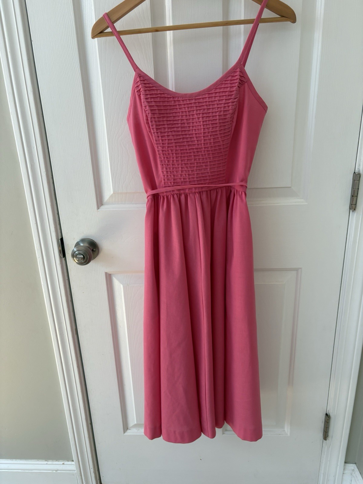 Vintage Lanz Originals Pink Sundress Midi Dress Pintuck 60s 70s? S XS 0 2 4 Read