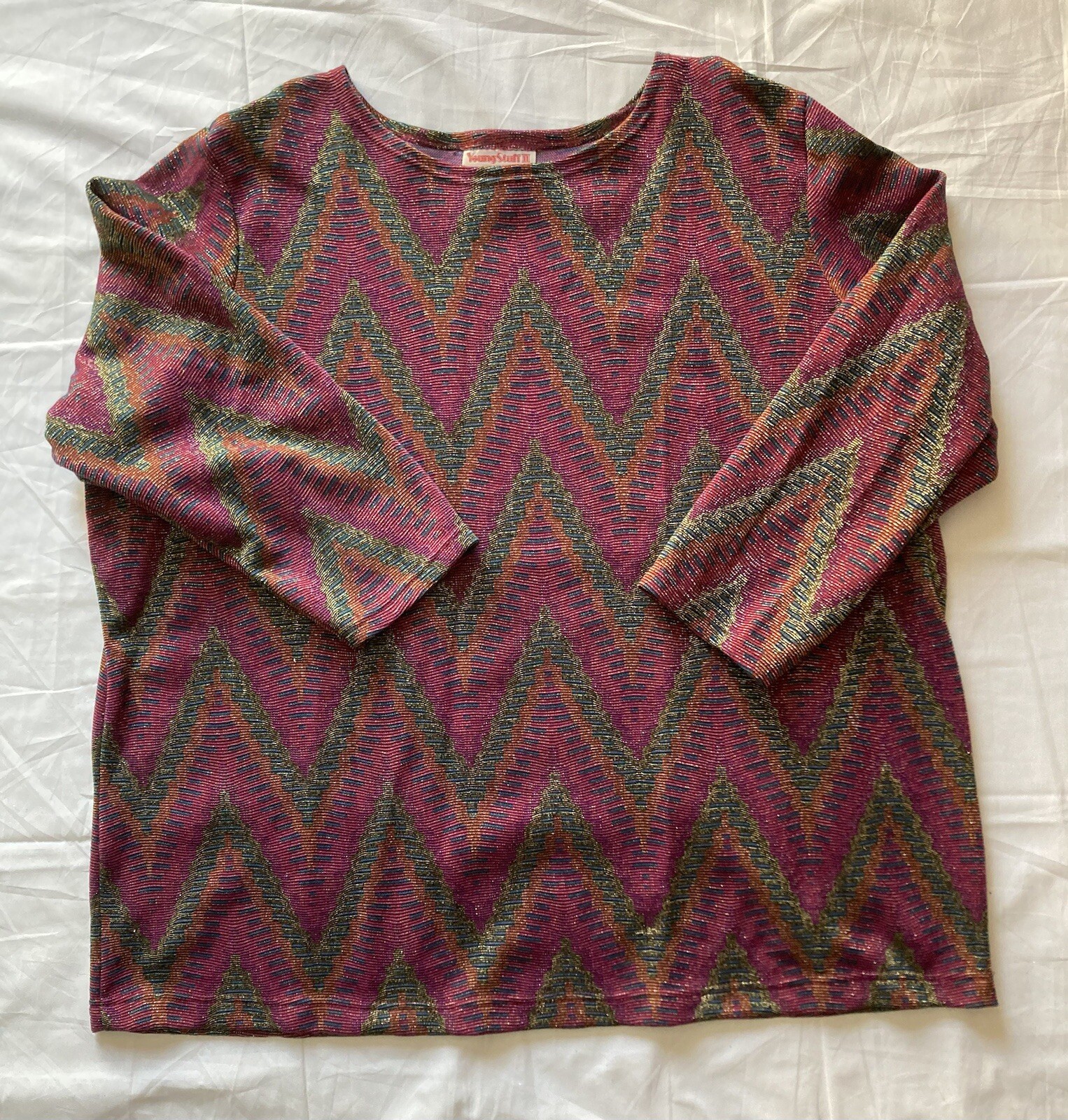 VTG 80s Women’s Young Stuff II Glitter Metallic Multi Color Blouse Top Size 3X